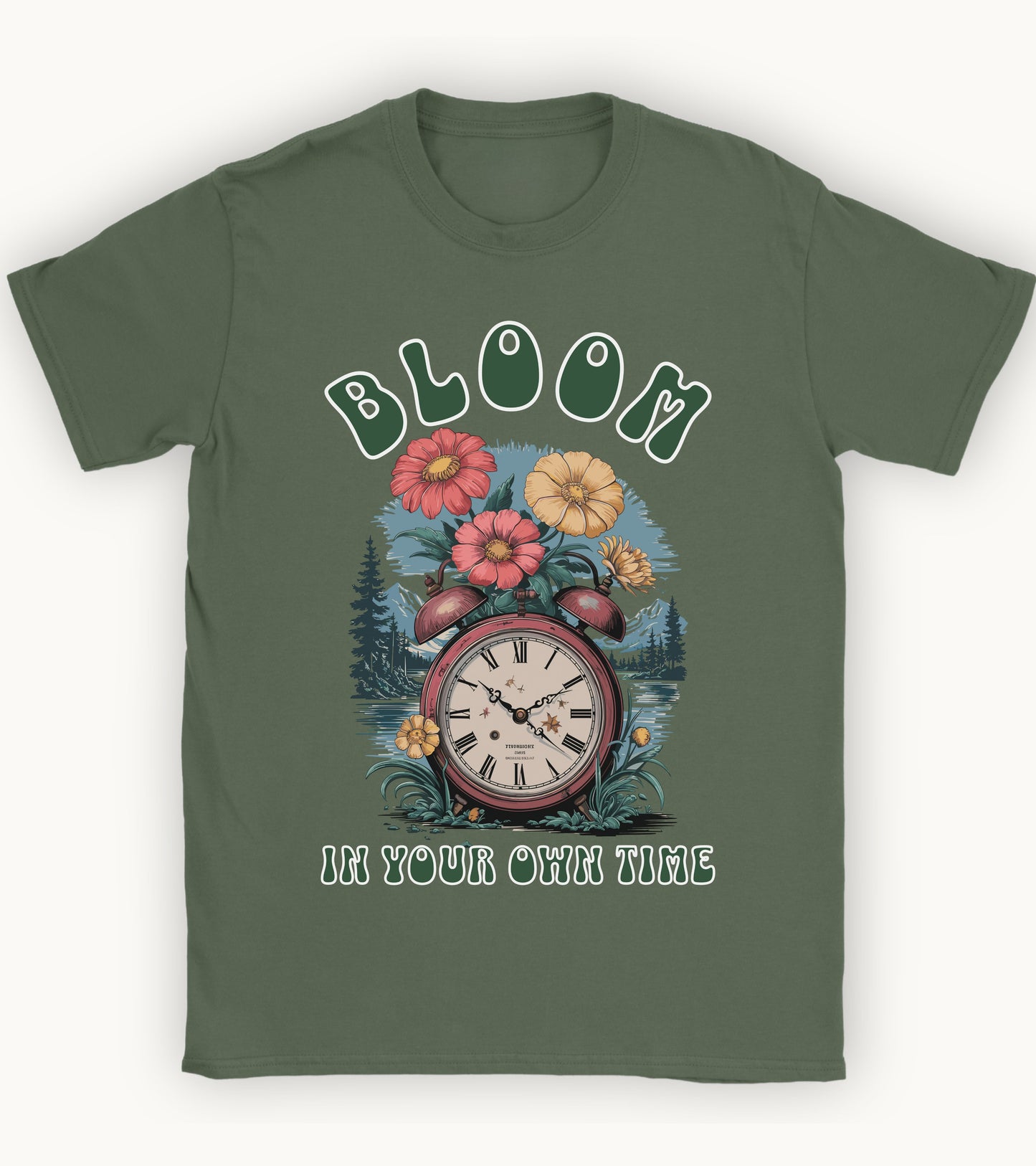 Bloom in your own time t-shirt.