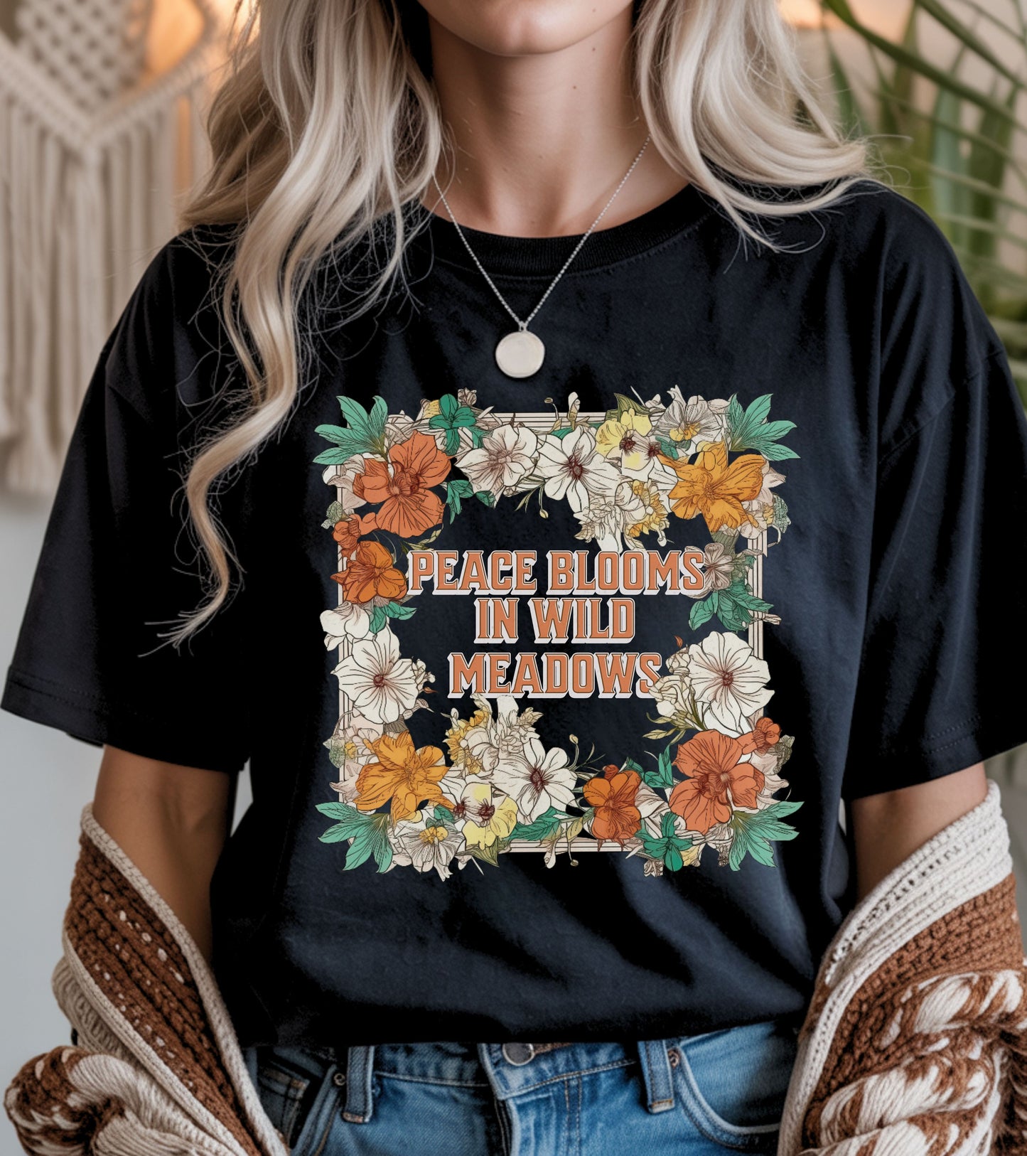 Peace blooms in wild meadows T-shirt
