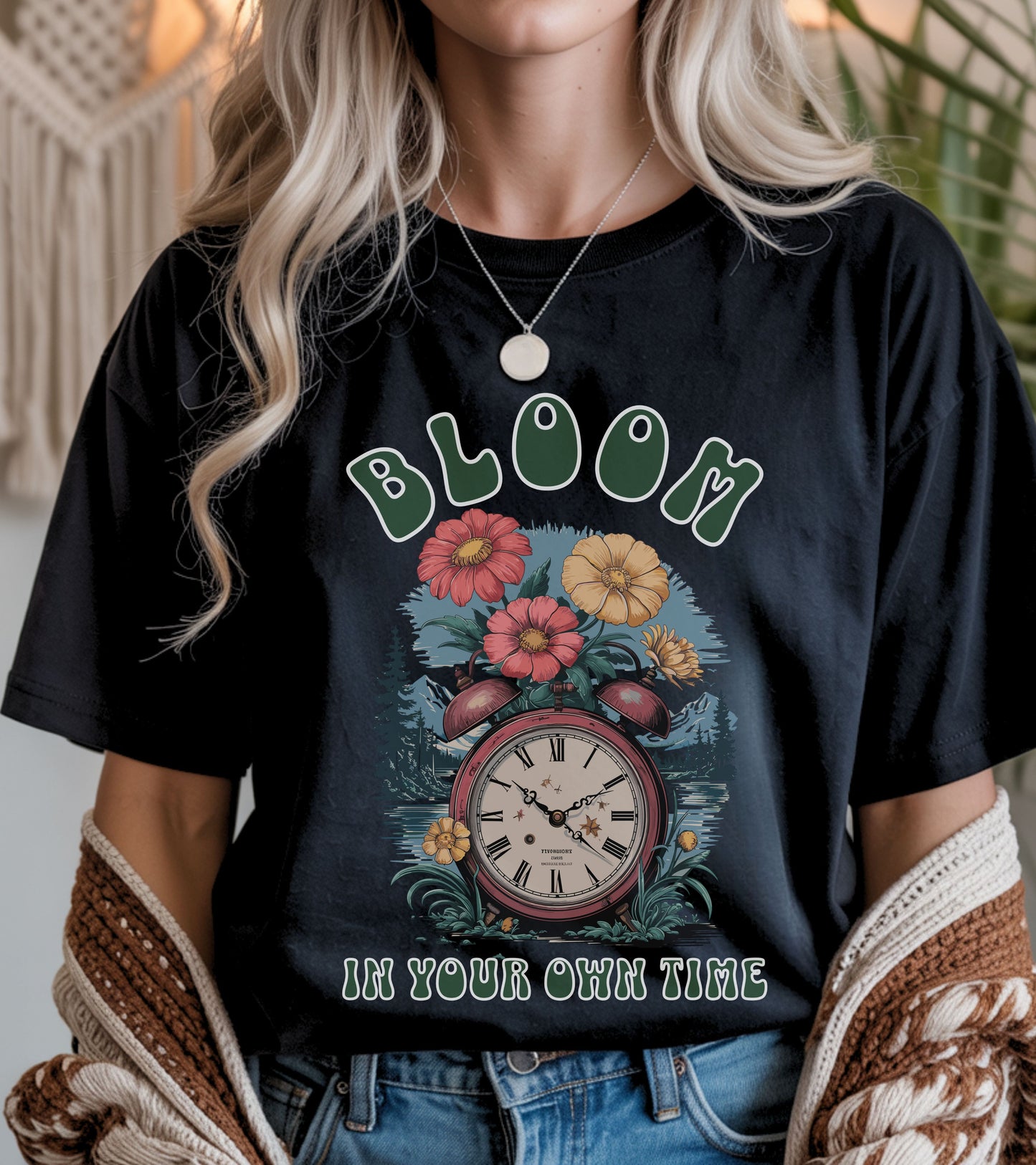 Bloom in your own time t-shirt.