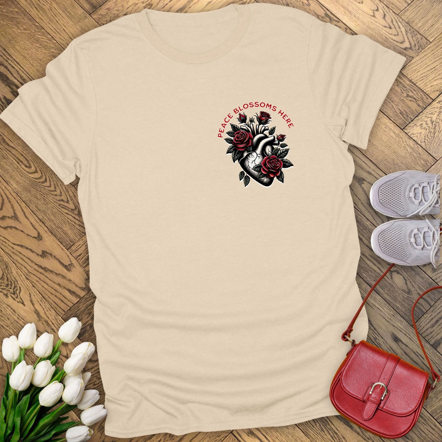 Peace blossoms here T-shirt