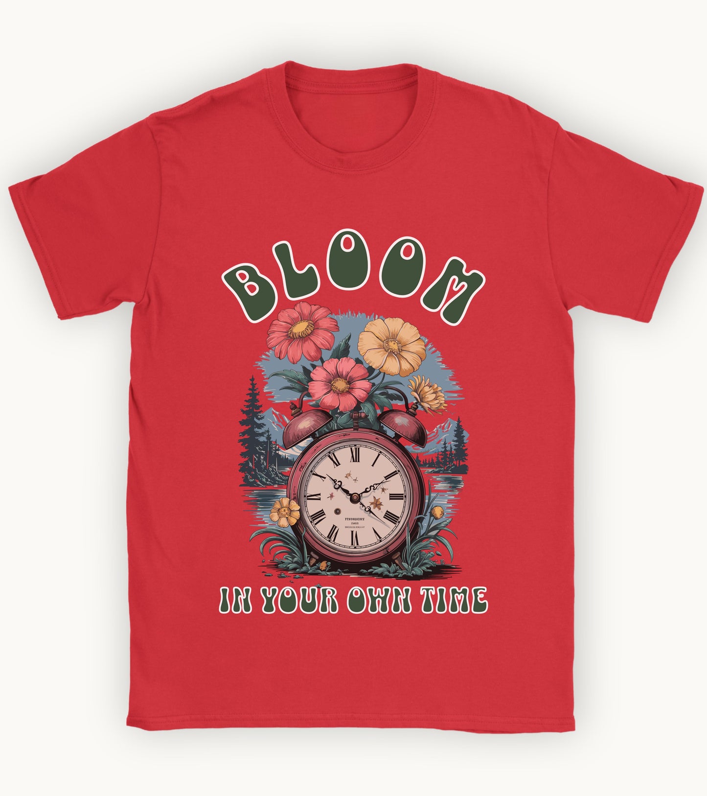 Bloom in your own time t-shirt.
