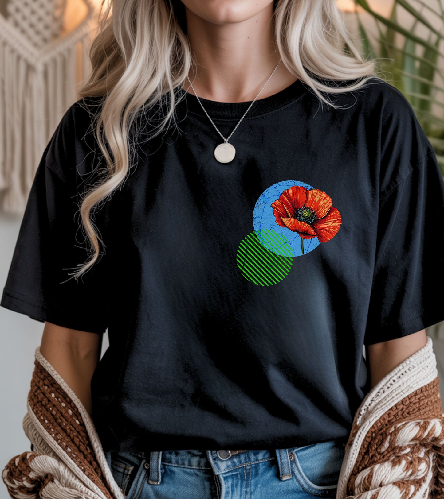 poppy, birth month August flower T-shirt