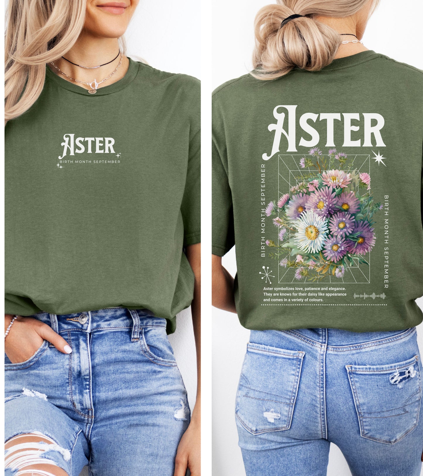 Aster, birth month september flower T-shirt
