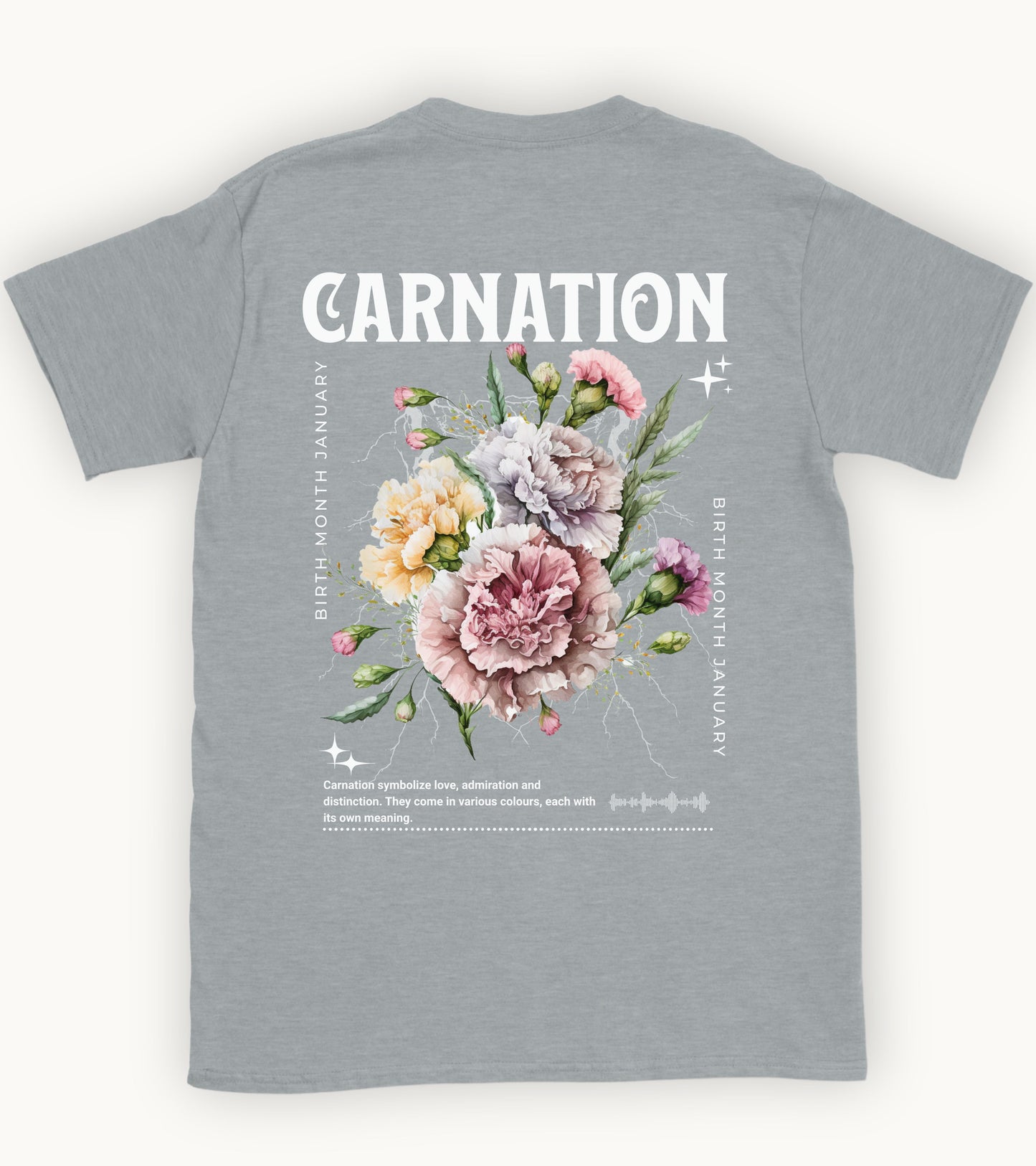 Carnation, birth month January flower T-shirt.