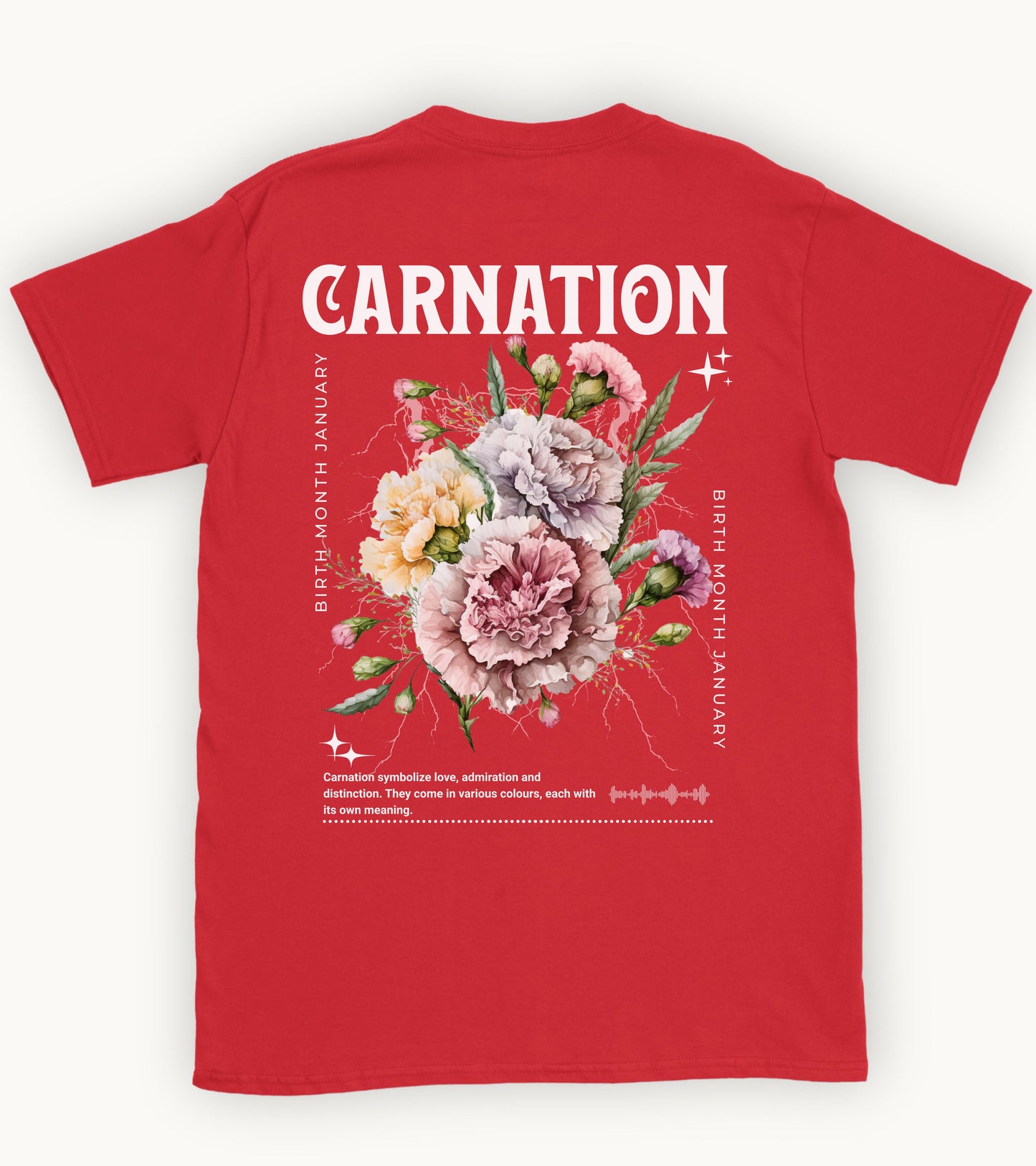 Carnation, birth month January flower T-shirt.