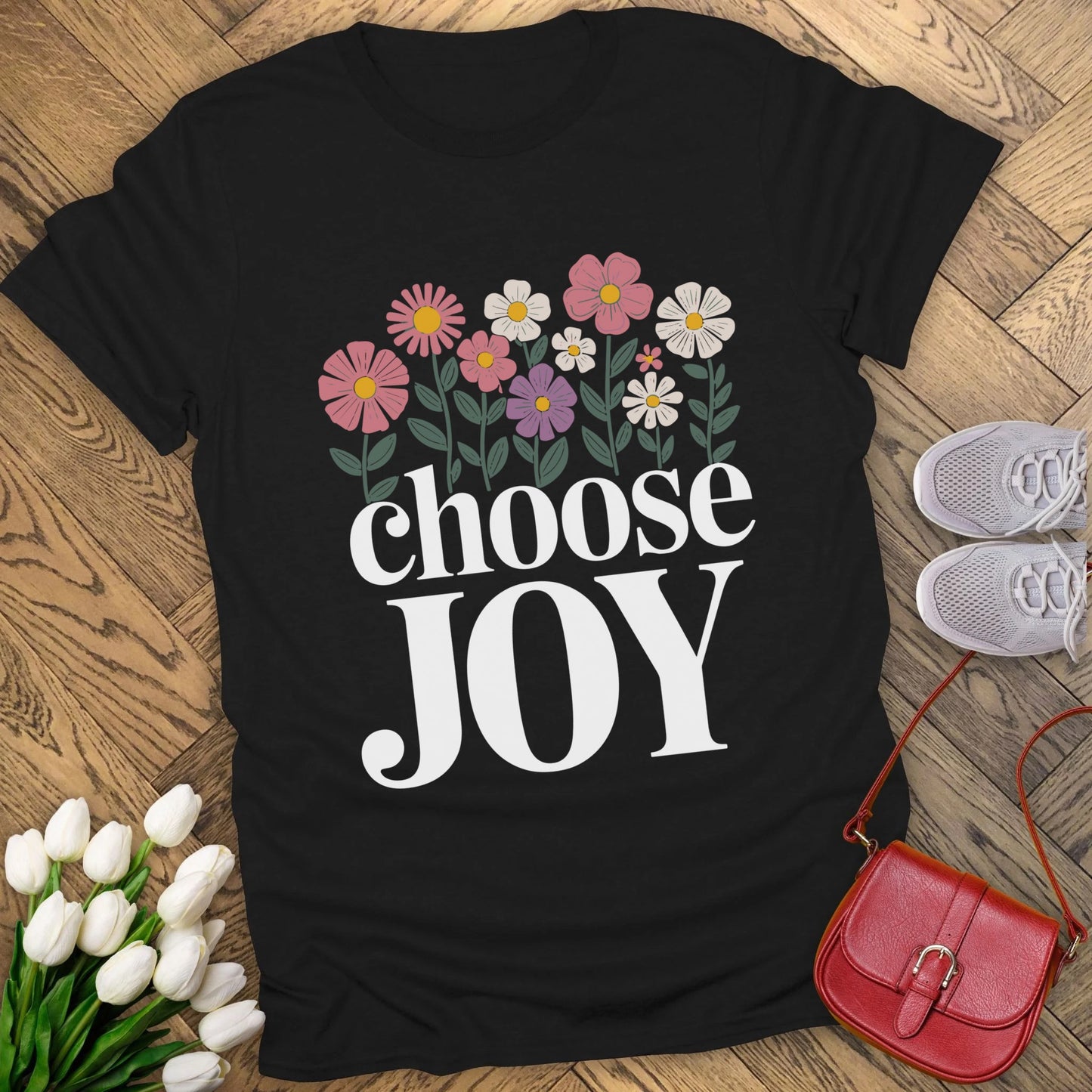 Choose joy floral t-shirt.