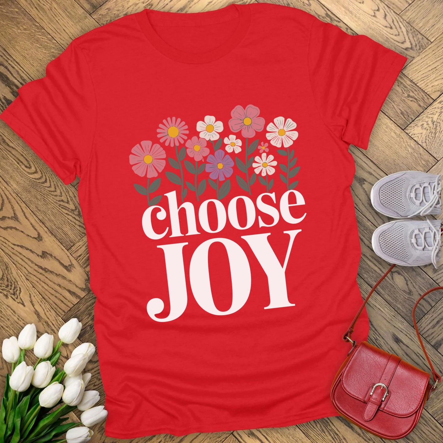 Choose joy floral t-shirt.