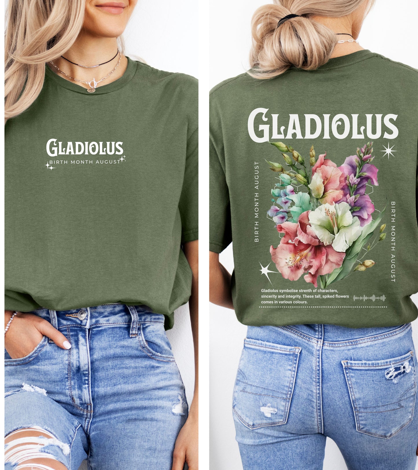 Gladiolus, birth month August flower T-shirt