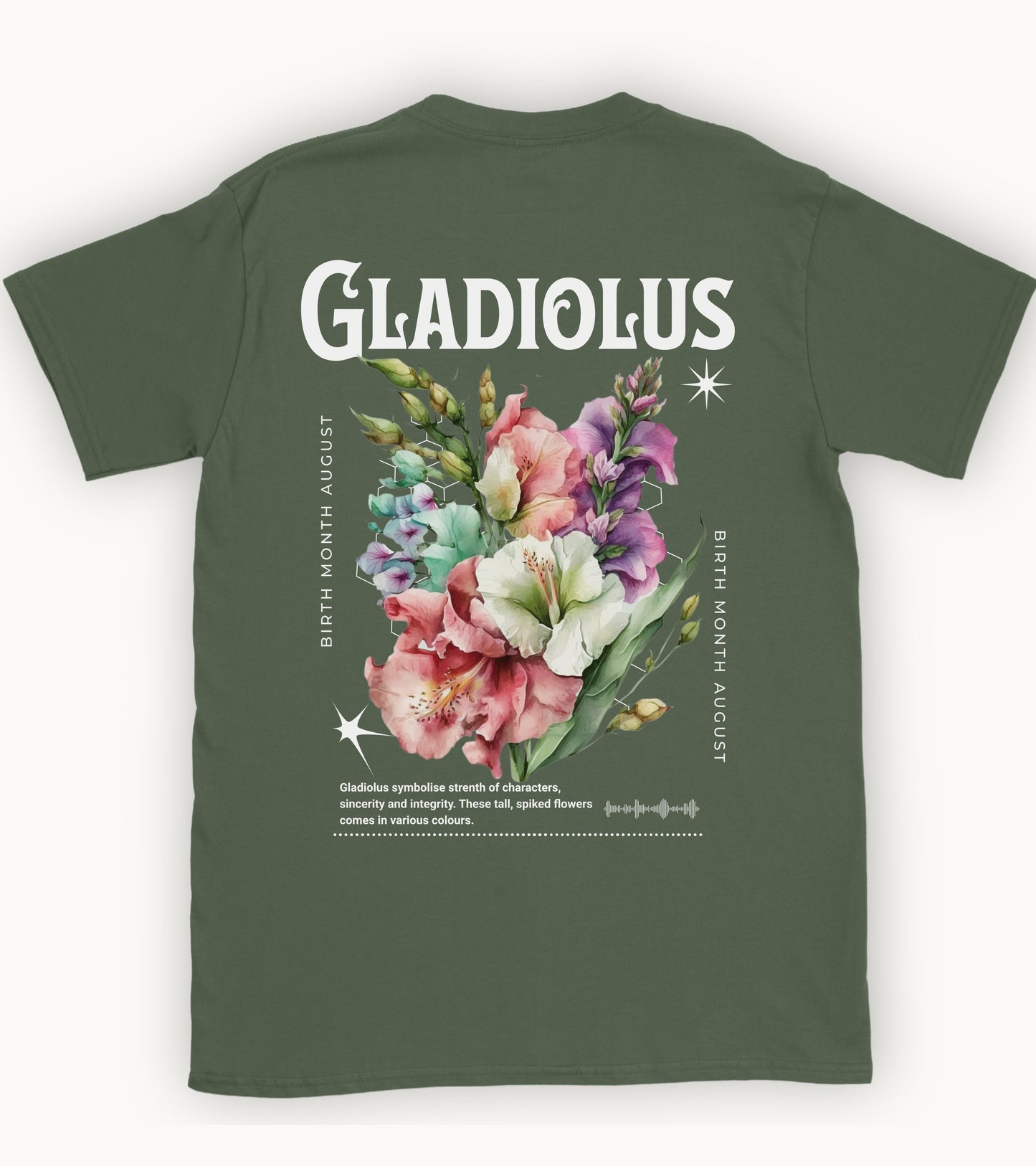Gladiolus, birth month August flower T-shirt