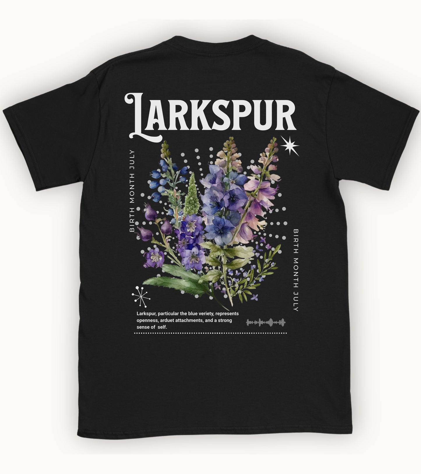 Larkspur, birth month july flower T-shirt