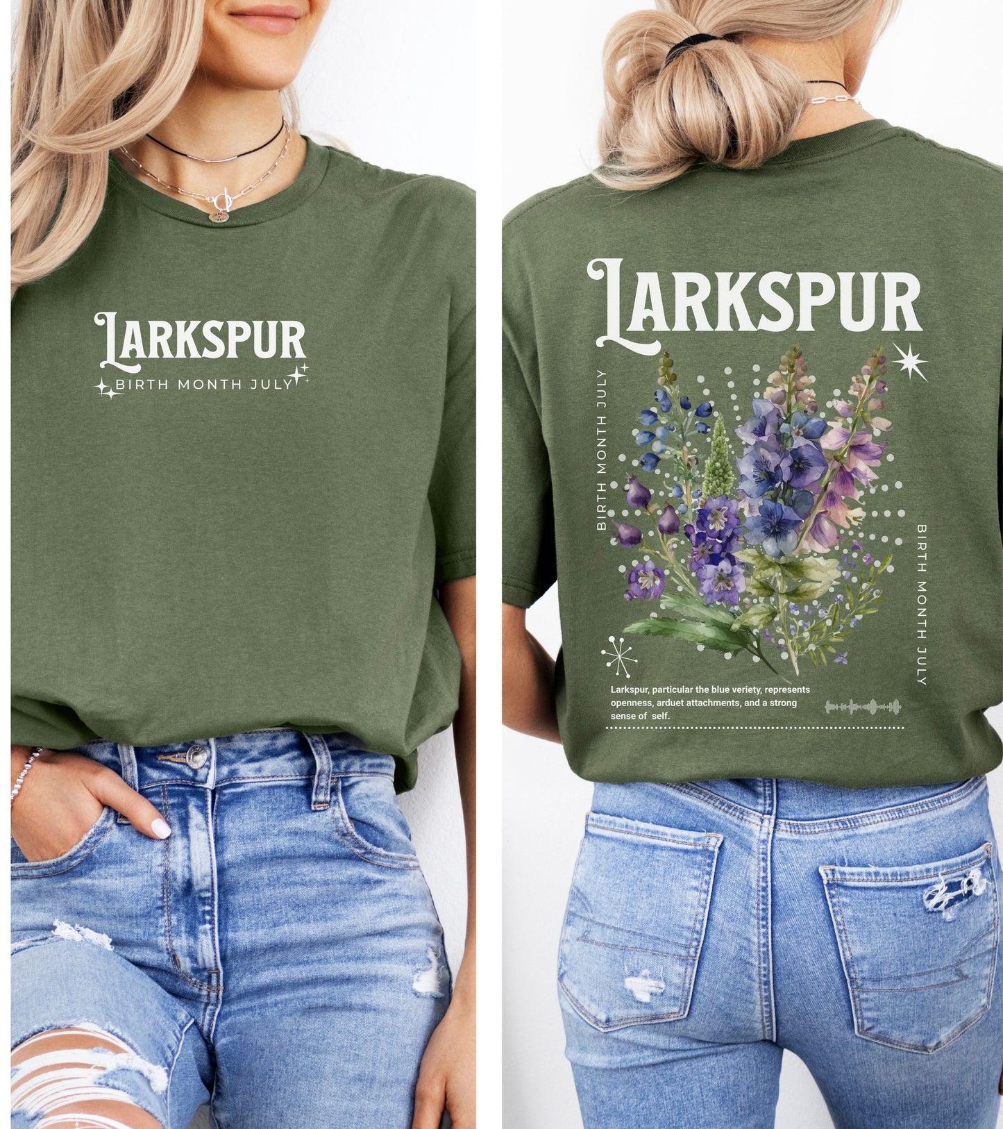 Larkspur, birth month july flower T-shirt