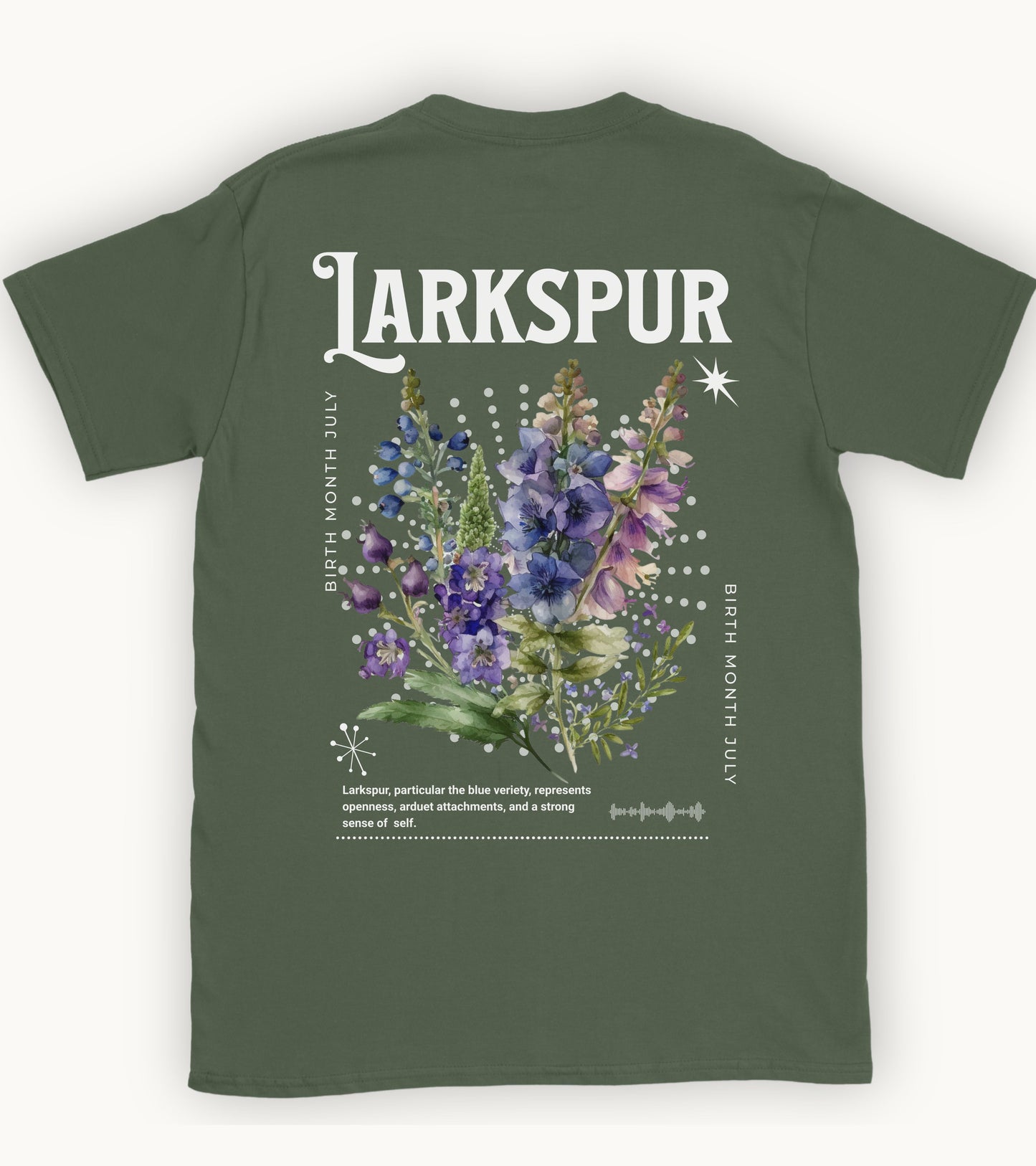 Larkspur, birth month july flower T-shirt