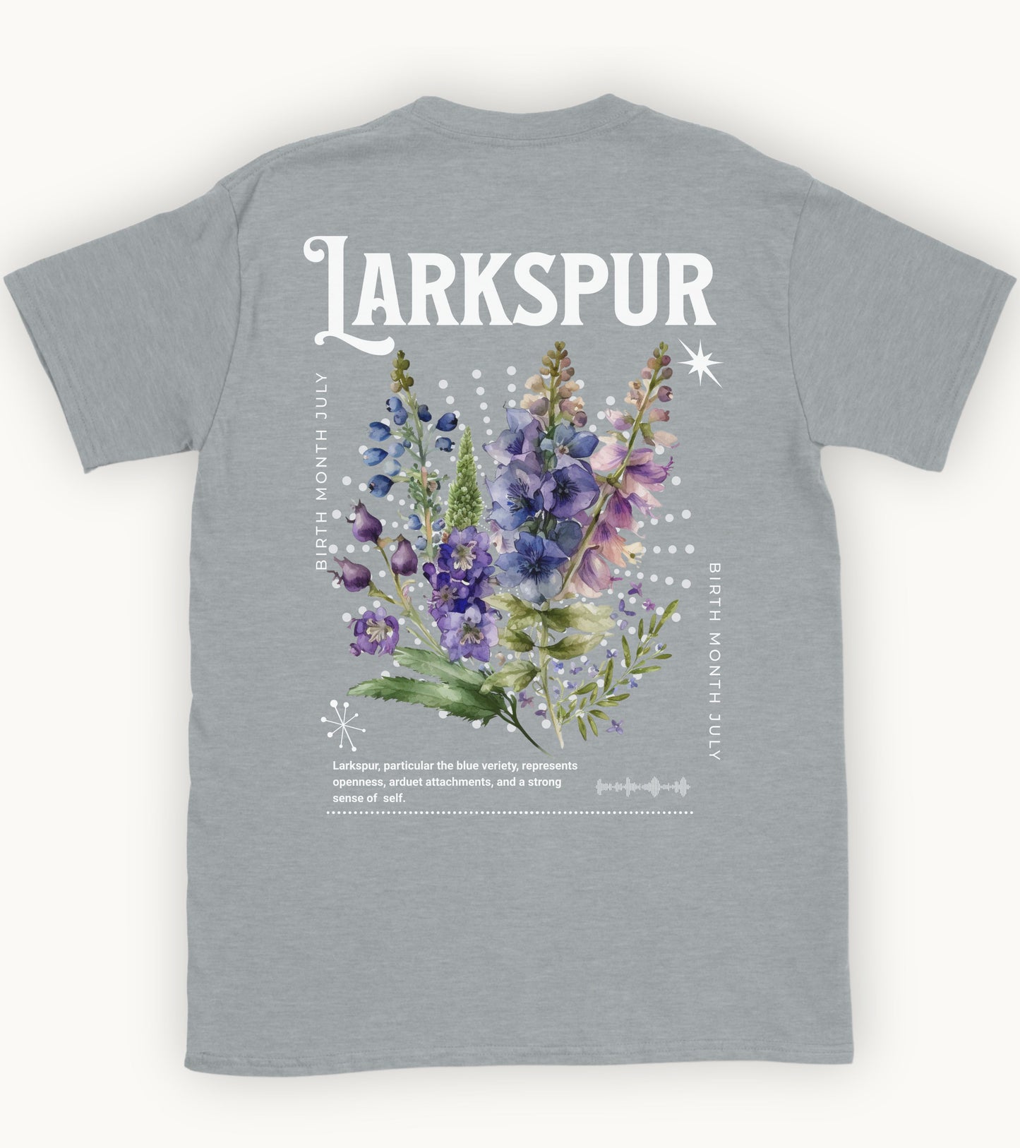 Larkspur, birth month july flower T-shirt
