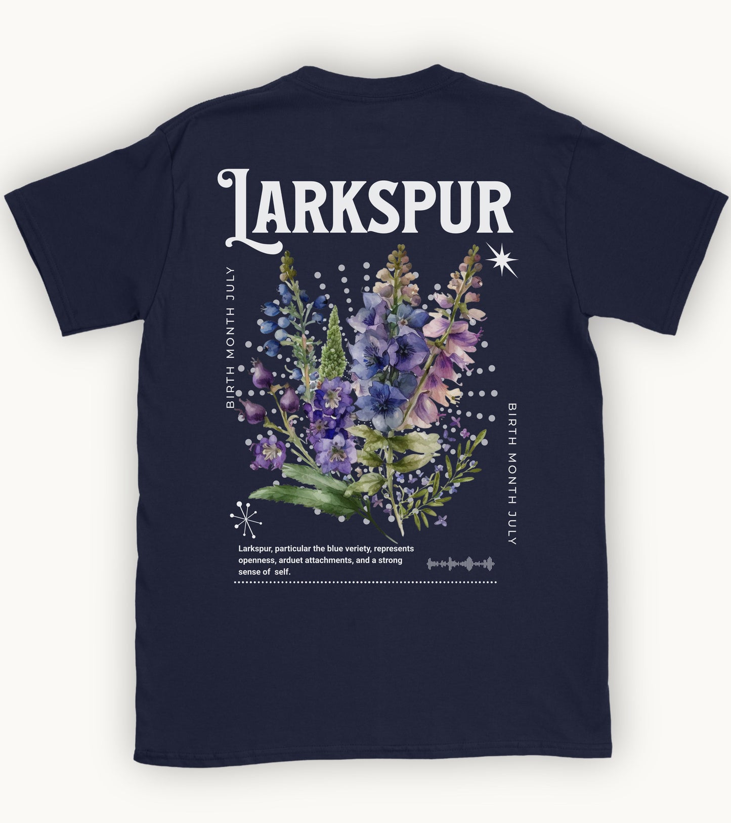 Larkspur, birth month july flower T-shirt