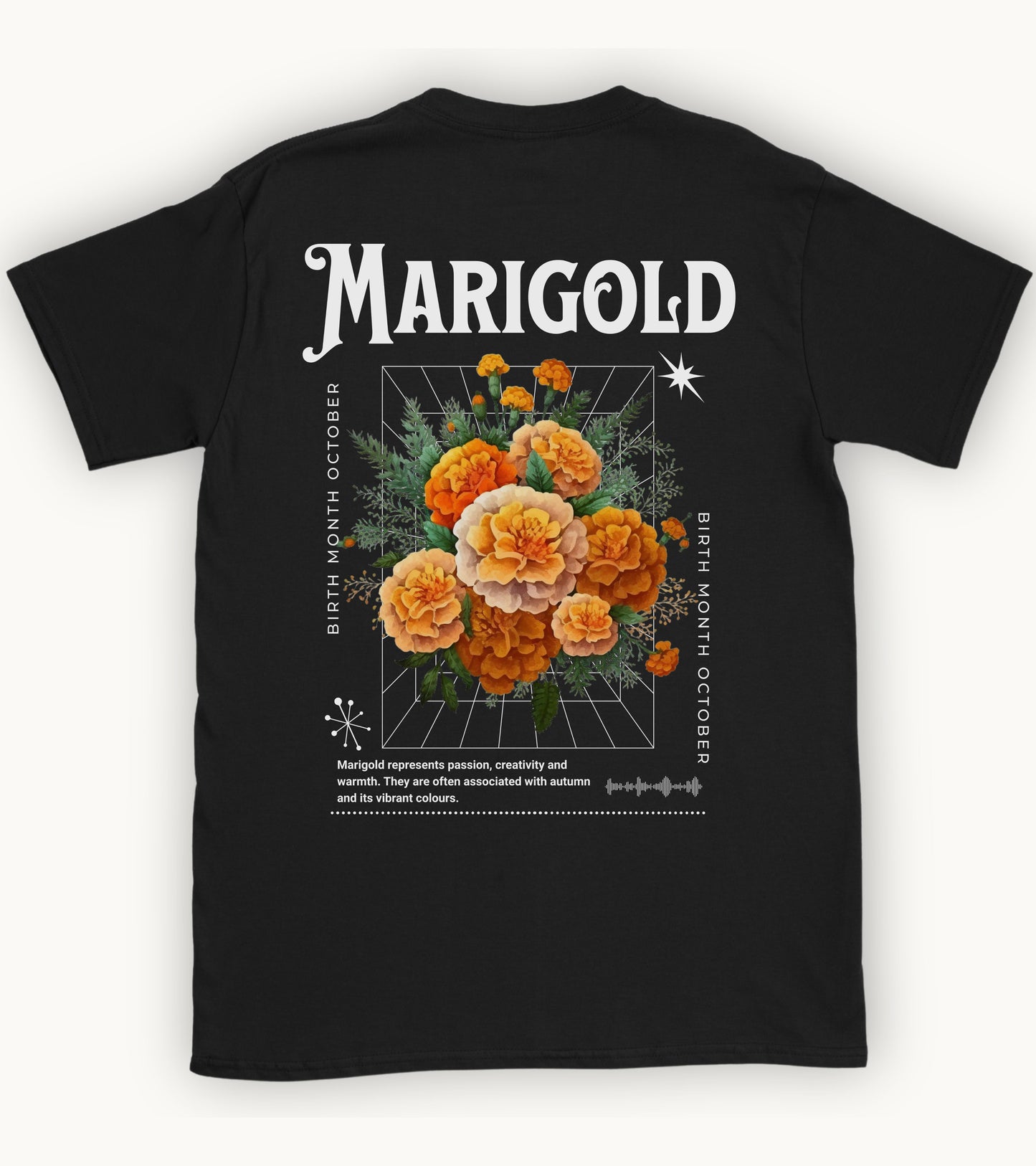 Marigold, birth month october flower T-shirt