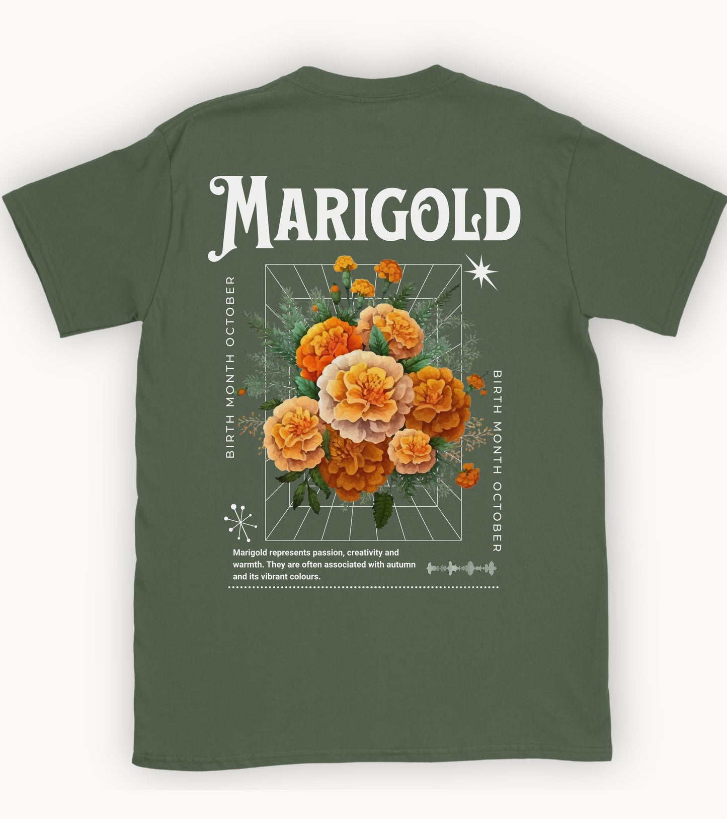Marigold, birth month october flower T-shirt
