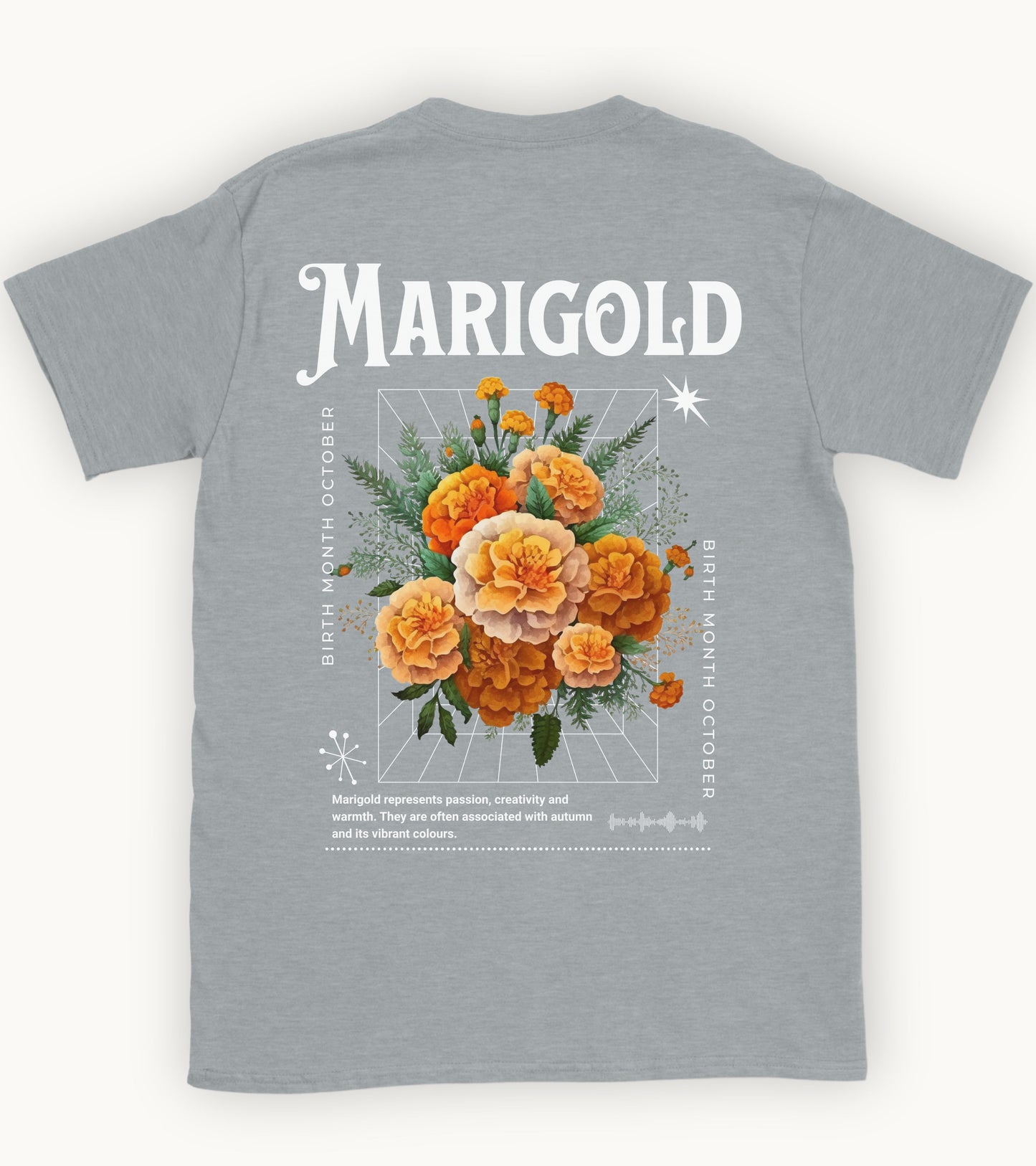 Marigold, birth month october flower T-shirt