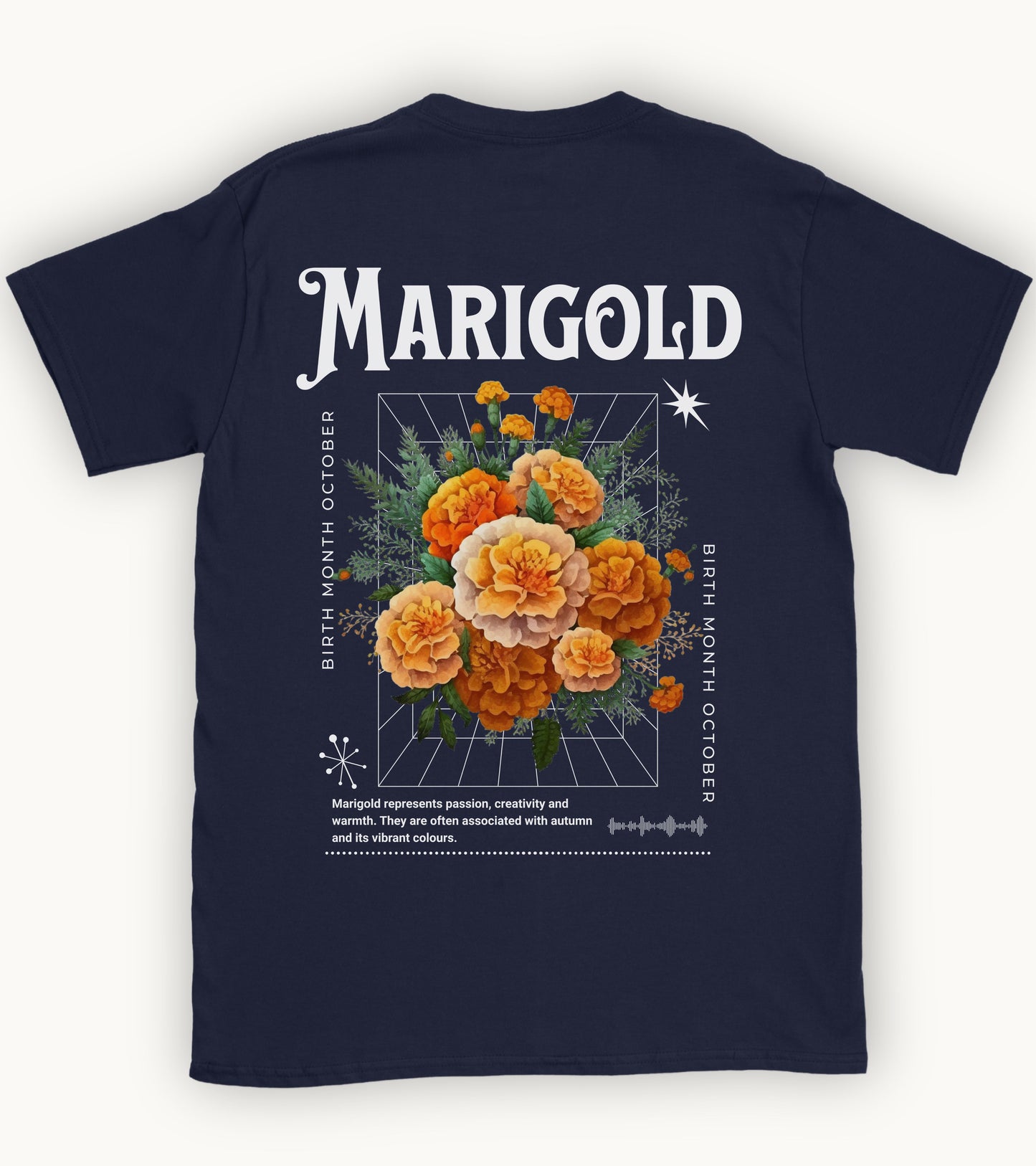 Marigold, birth month october flower T-shirt