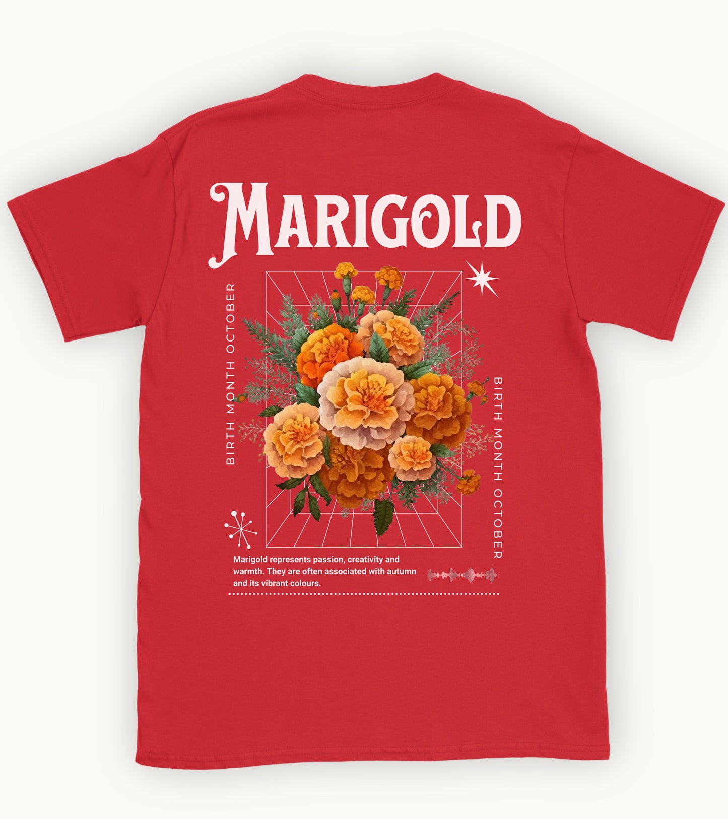 Marigold, birth month october flower T-shirt
