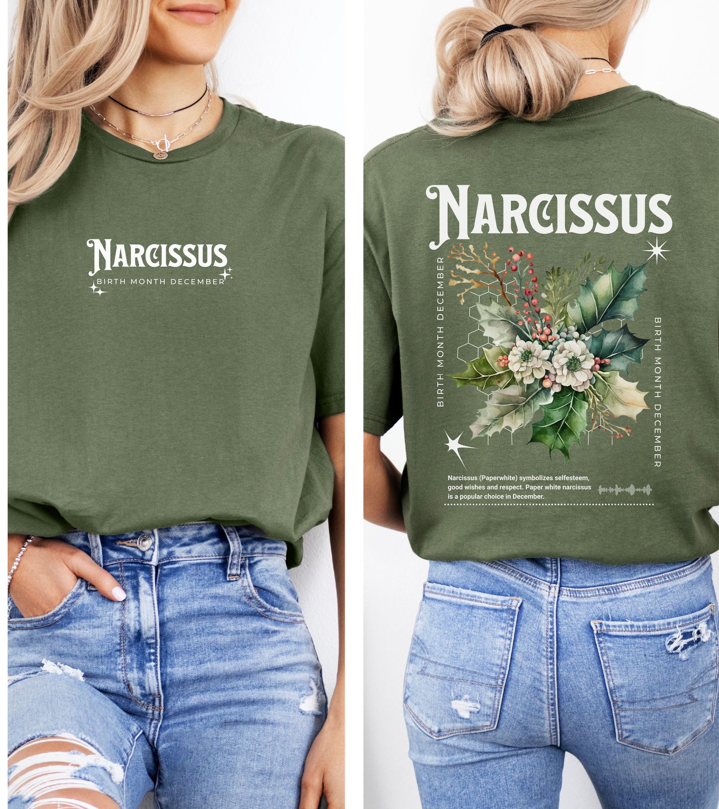 Narcissus, birth month December flower T-shirt