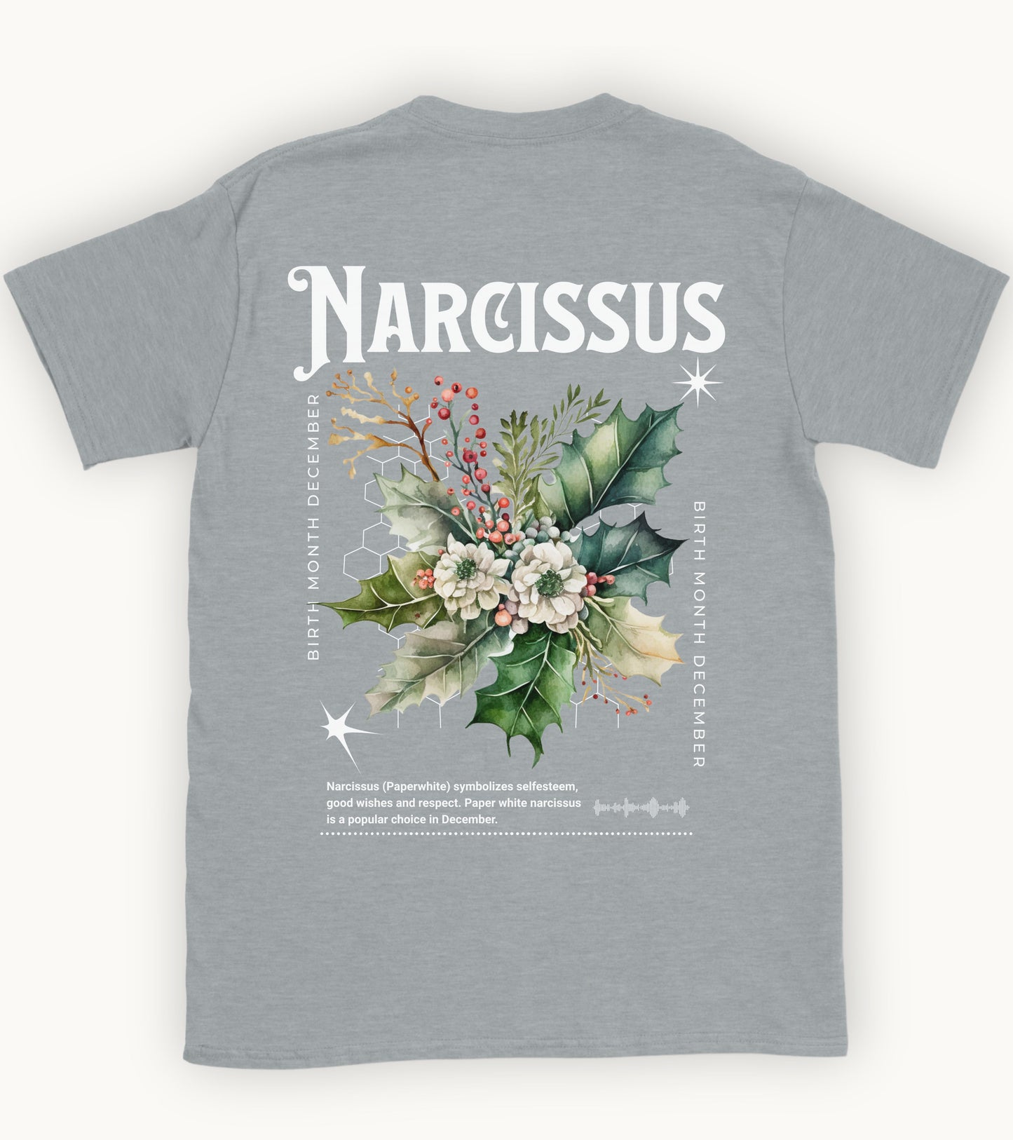 Narcissus, birth month December flower T-shirt