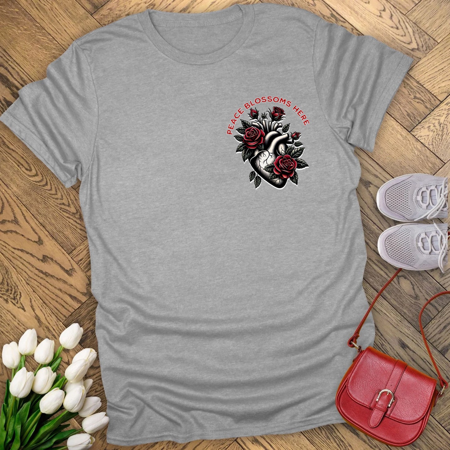 Peace blossoms here T-shirt