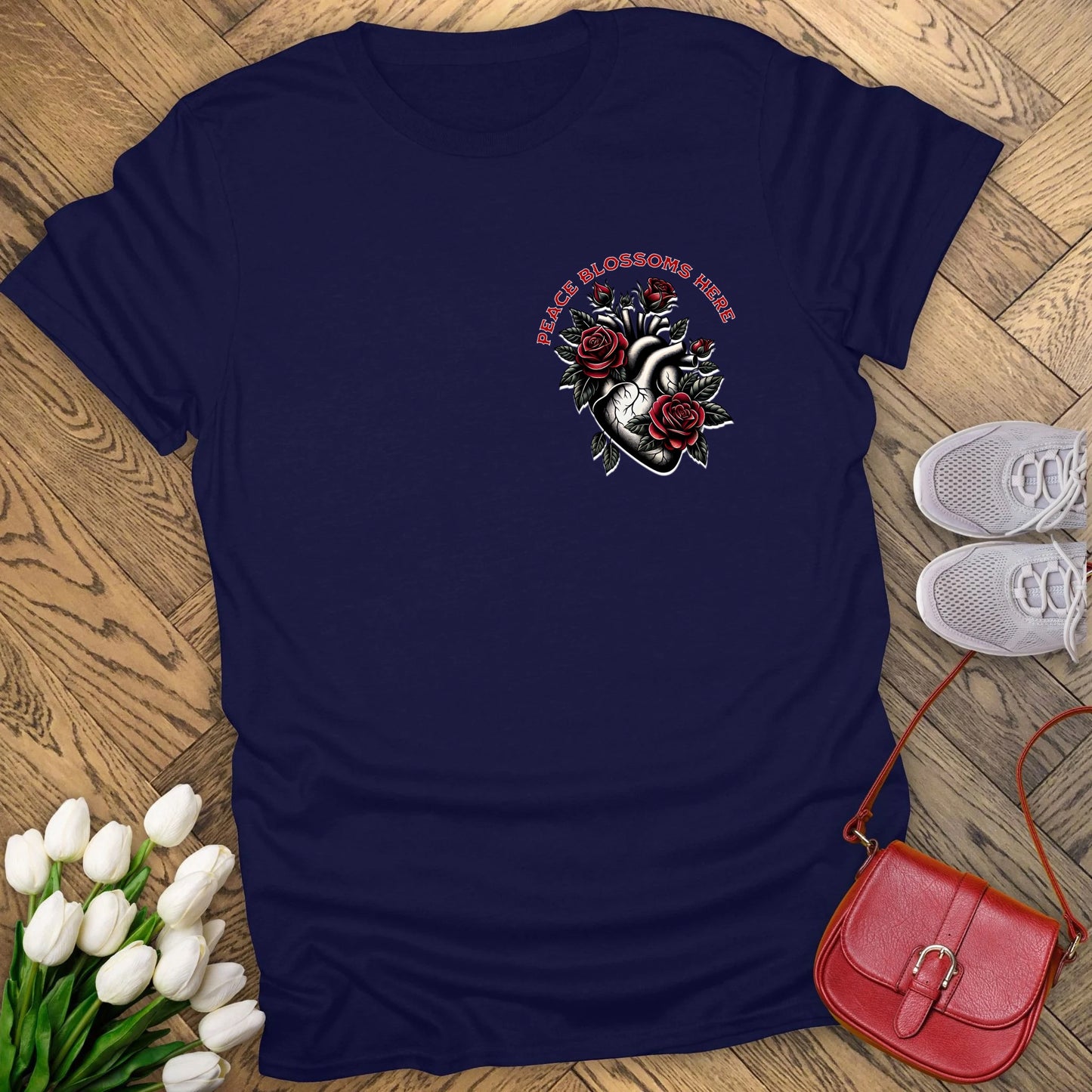 Peace blossoms here T-shirt