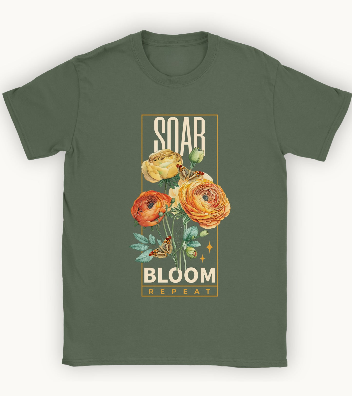 Soar, Bloom , Repeat t-shirt.