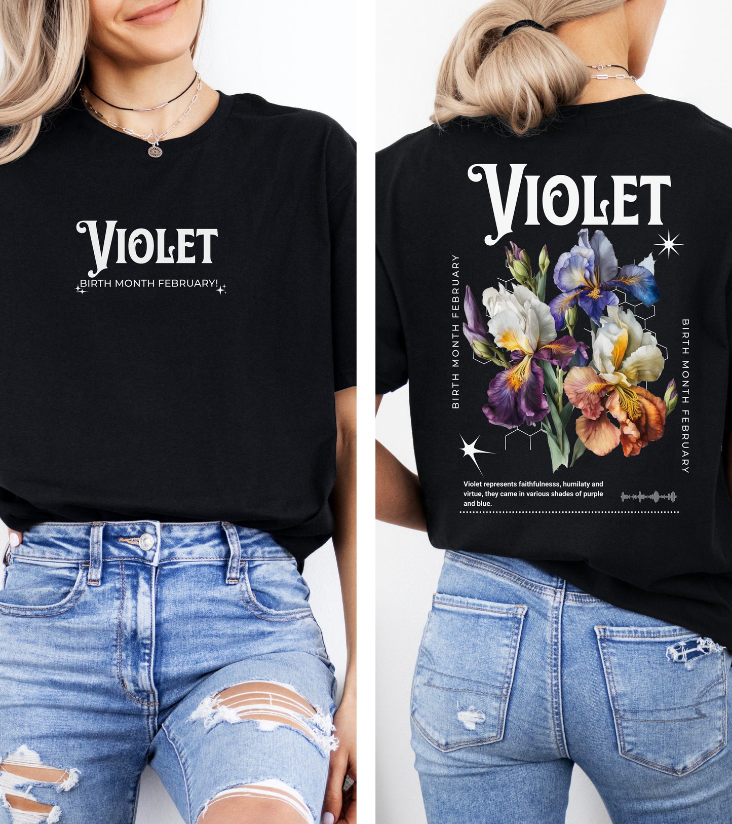 Violet, birth month february flower T-shirt
