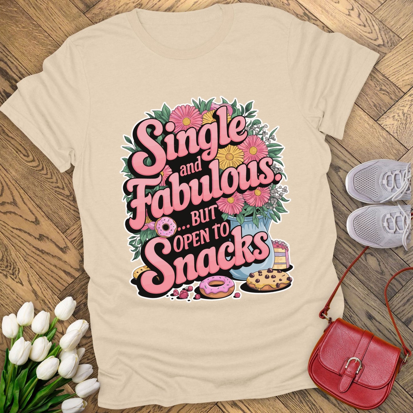 Single and Fabulous but open to snacks T-shirt