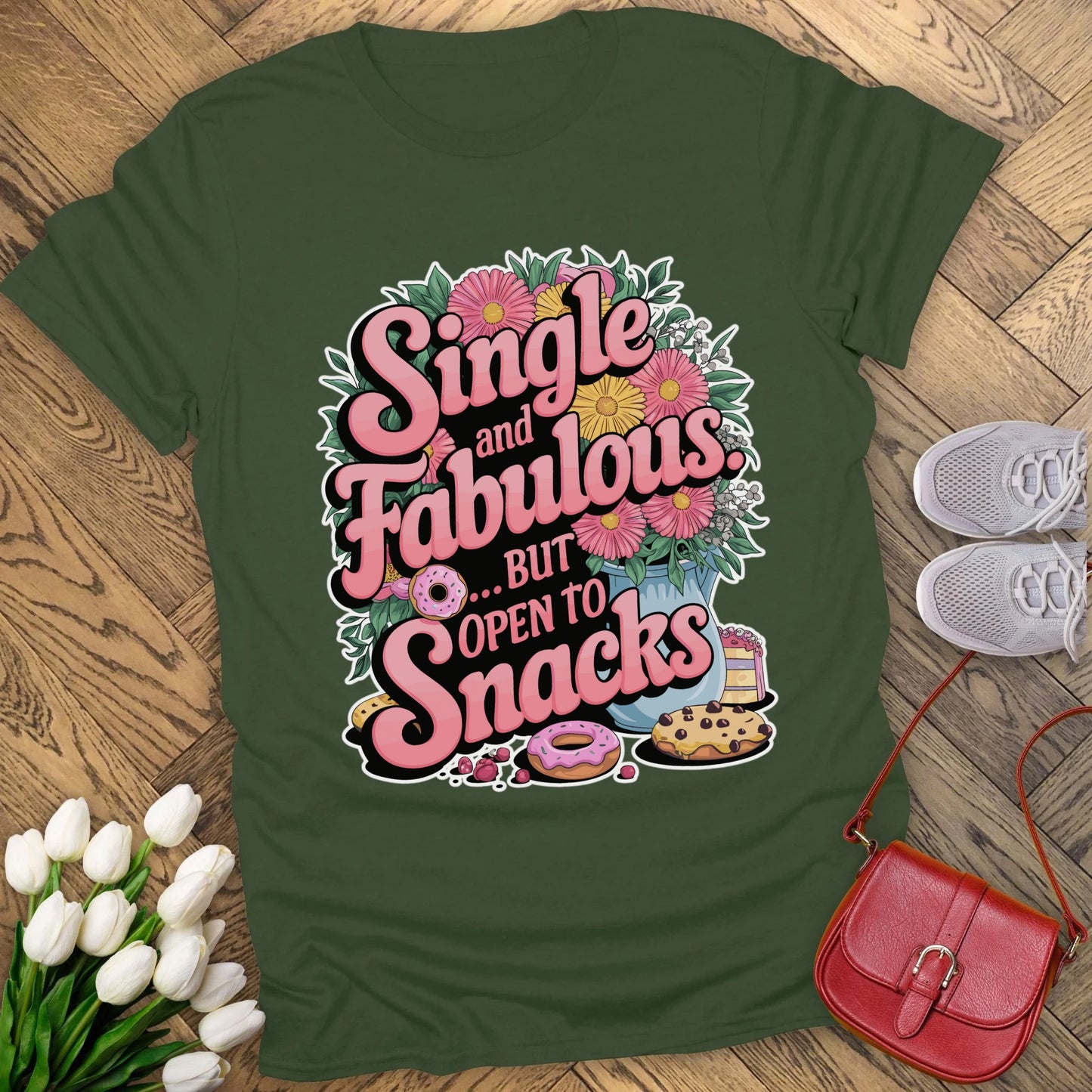 Single and Fabulous but open to snacks T-shirt