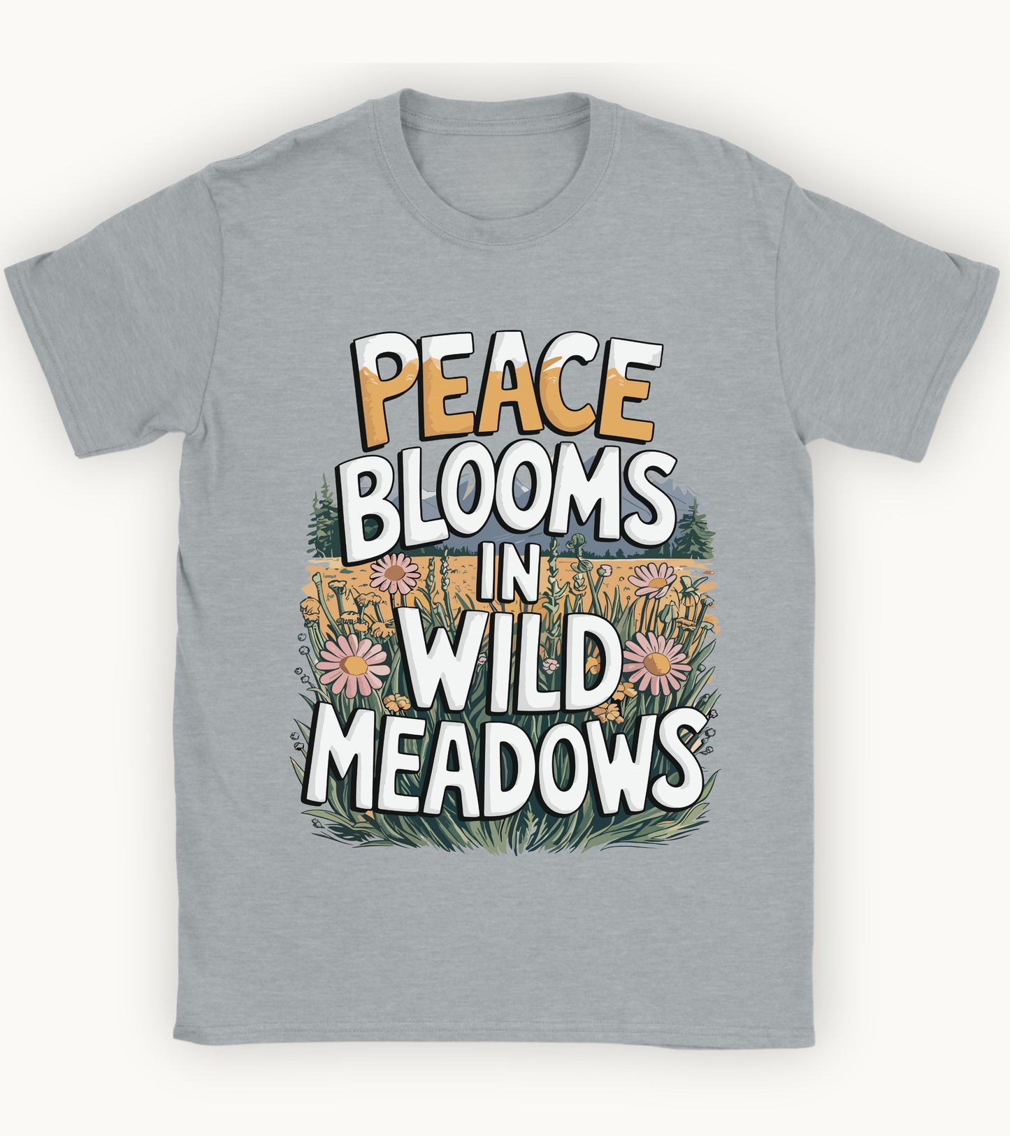 Peace blooms in a wild meadows t-shirt.