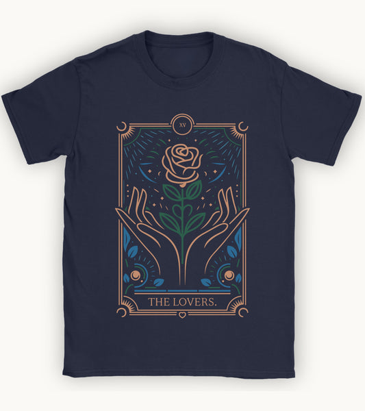 The Lovers’ Bloom – A Floral Tarot Story T-shirt.