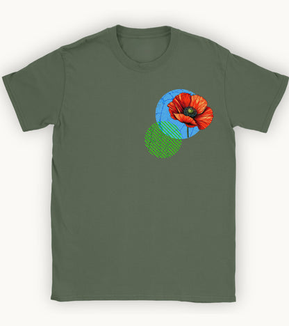 poppy, birth month August flower T-shirt