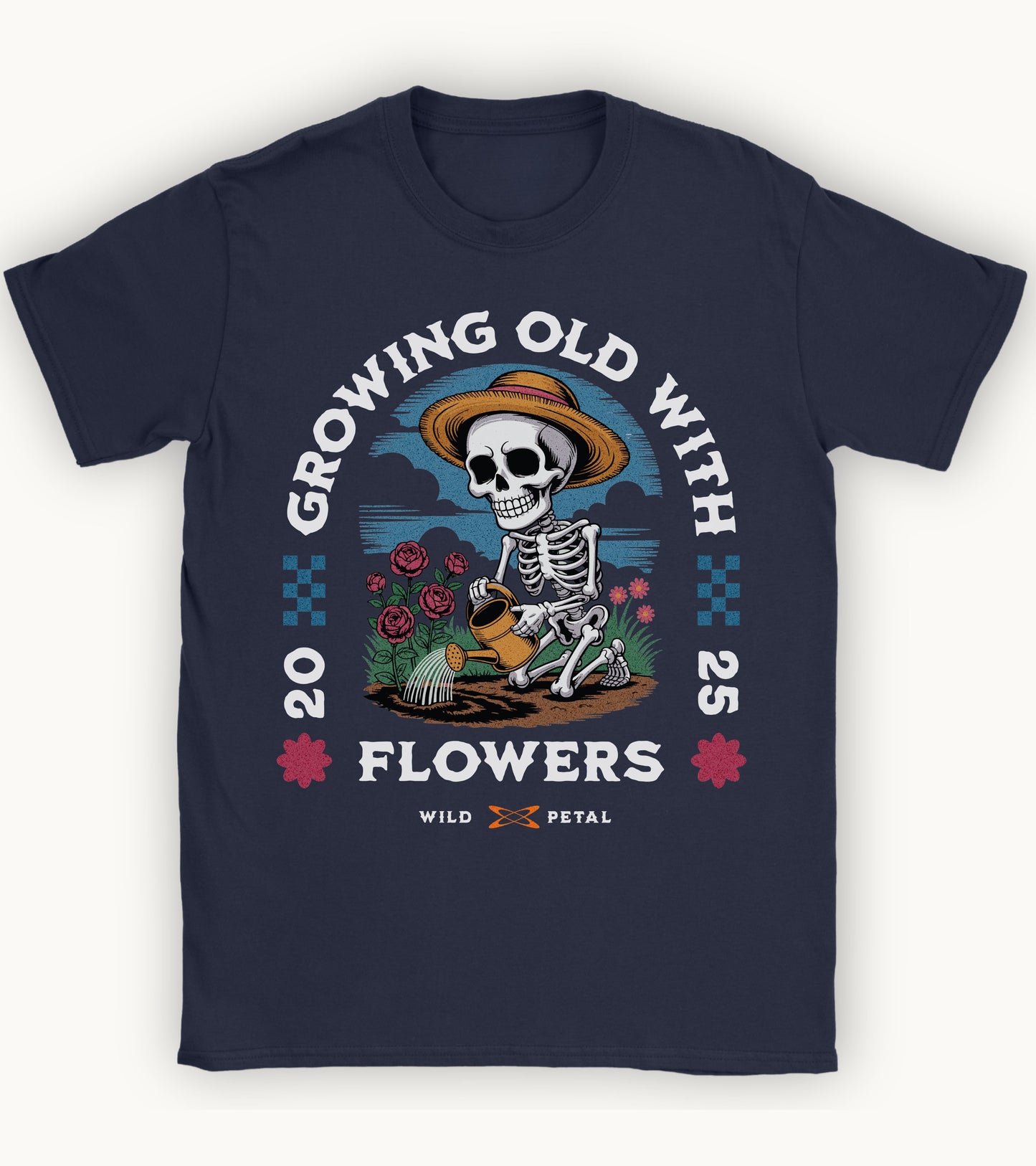 Growing old with flowers T-shirt.