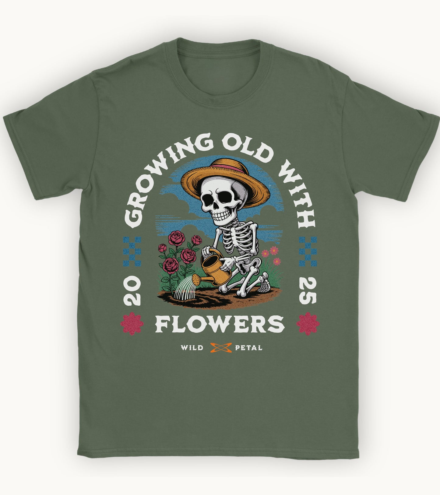 Growing old with flowers T-shirt.