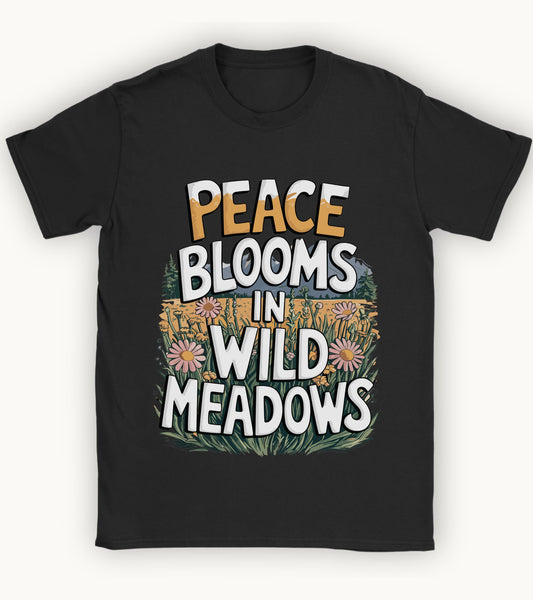 Peace blooms in a wild meadows t-shirt.
