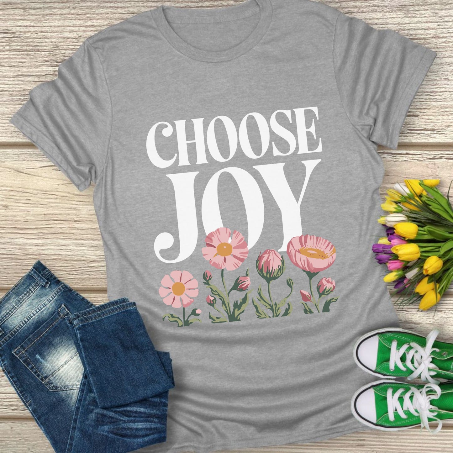 Choose joy floral t-shirt.