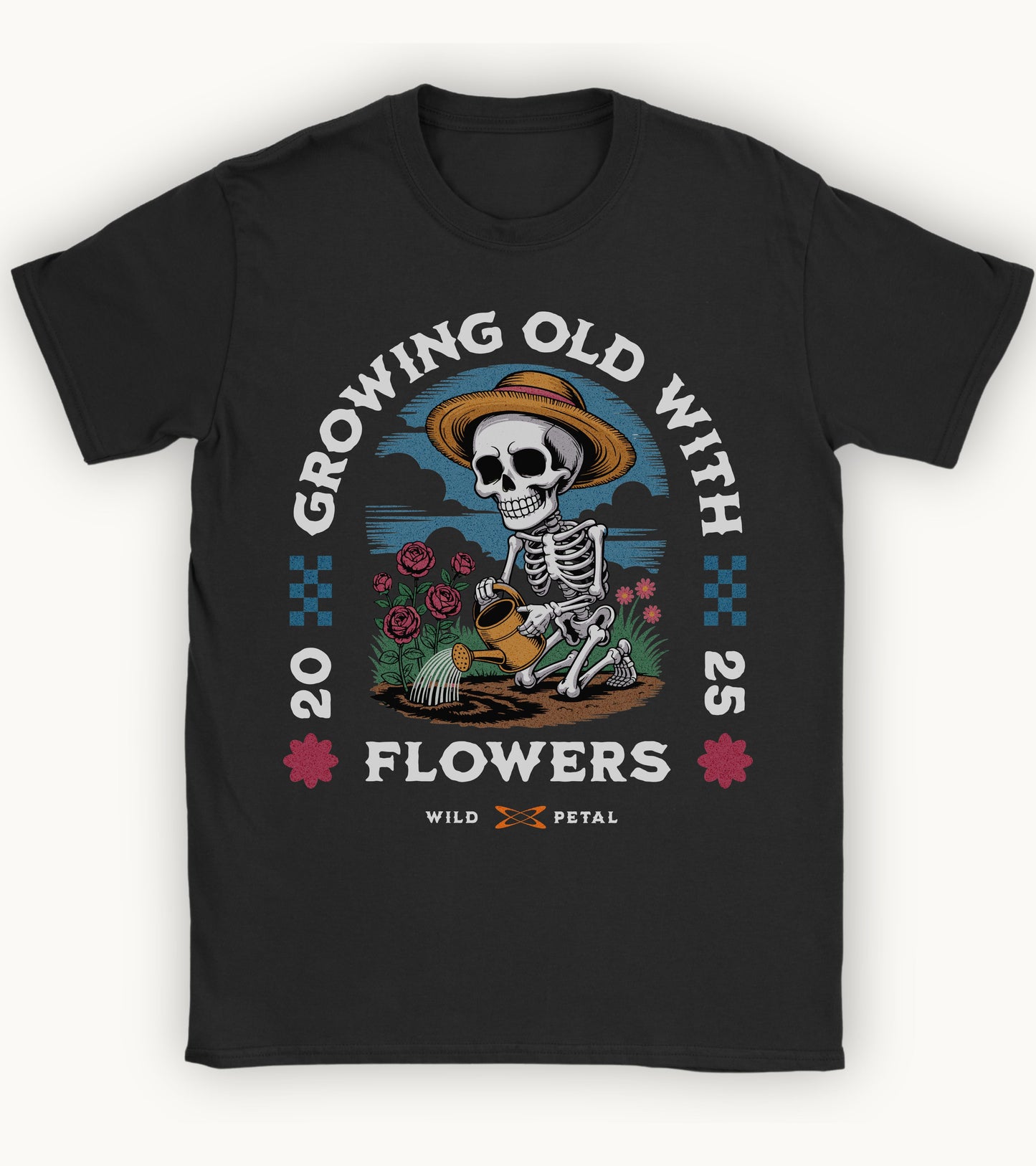 Growing old with flowers T-shirt.