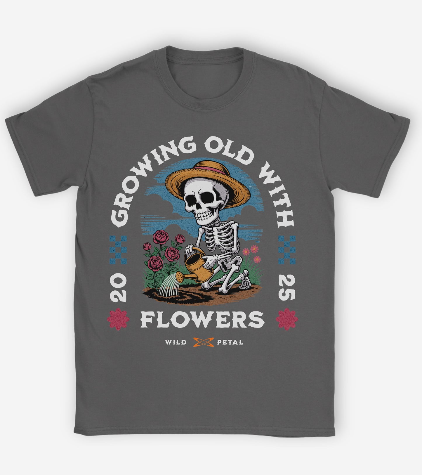 Growing old with flowers T-shirt.