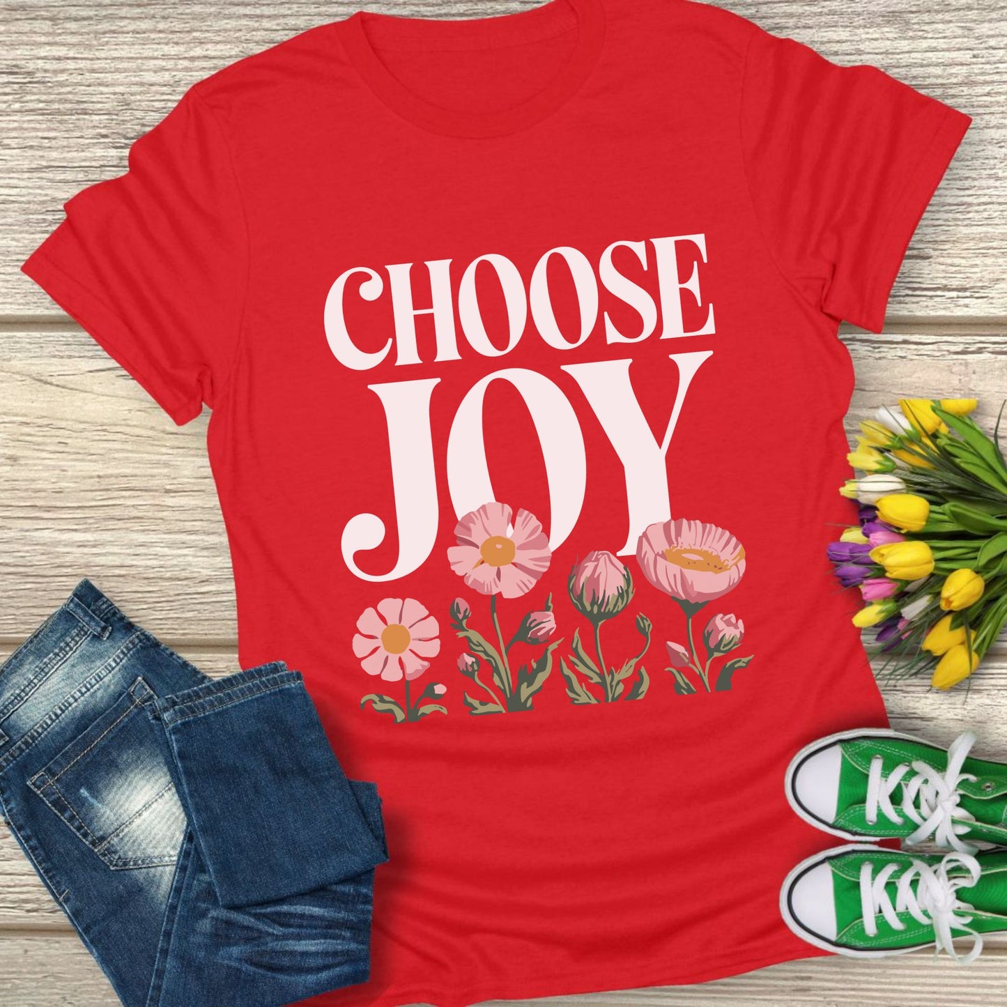 Choose joy floral t-shirt.
