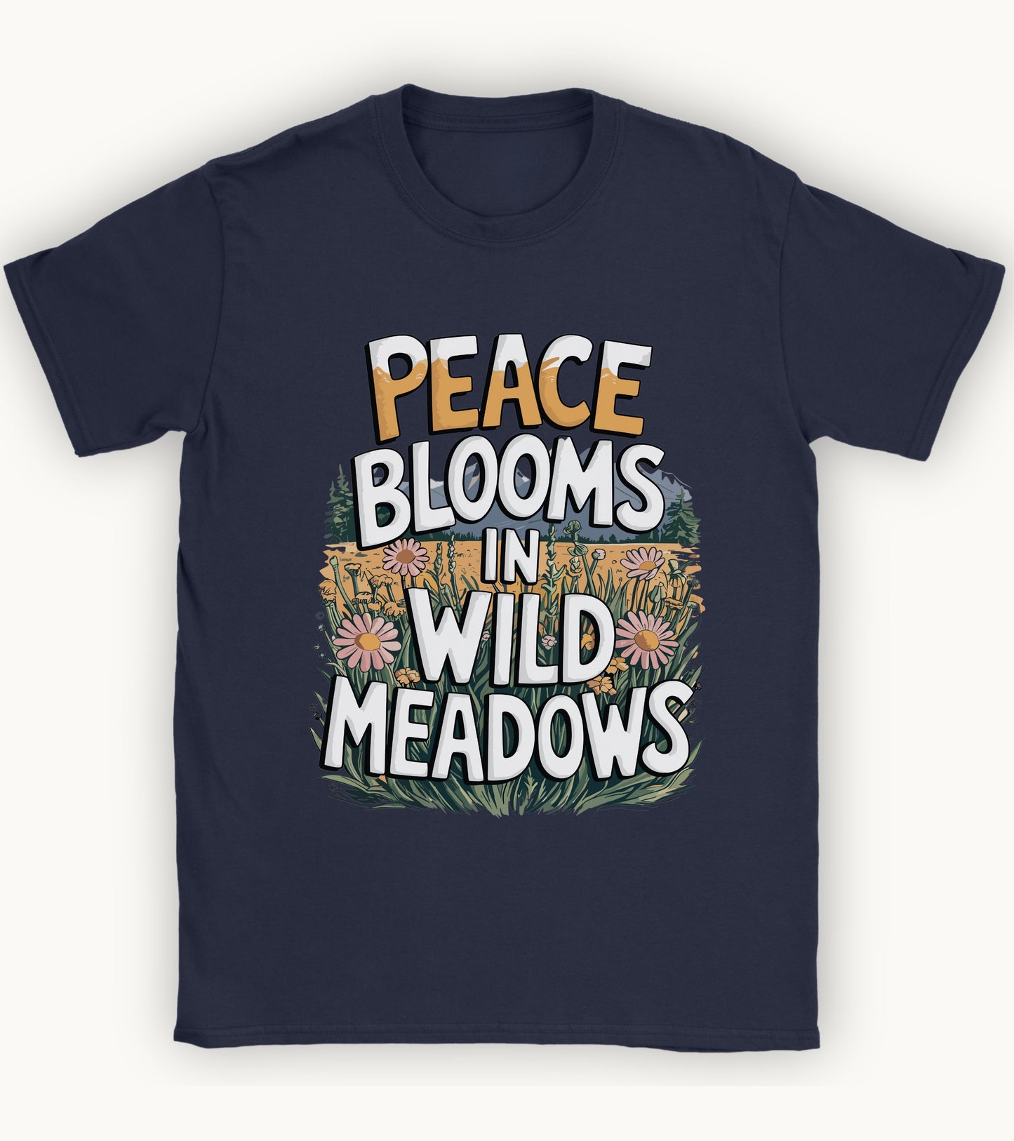 Peace blooms in a wild meadows t-shirt.