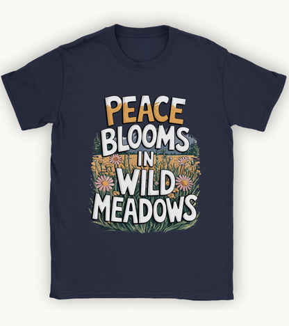 Peace blooms in a wild meadows t-shirt.