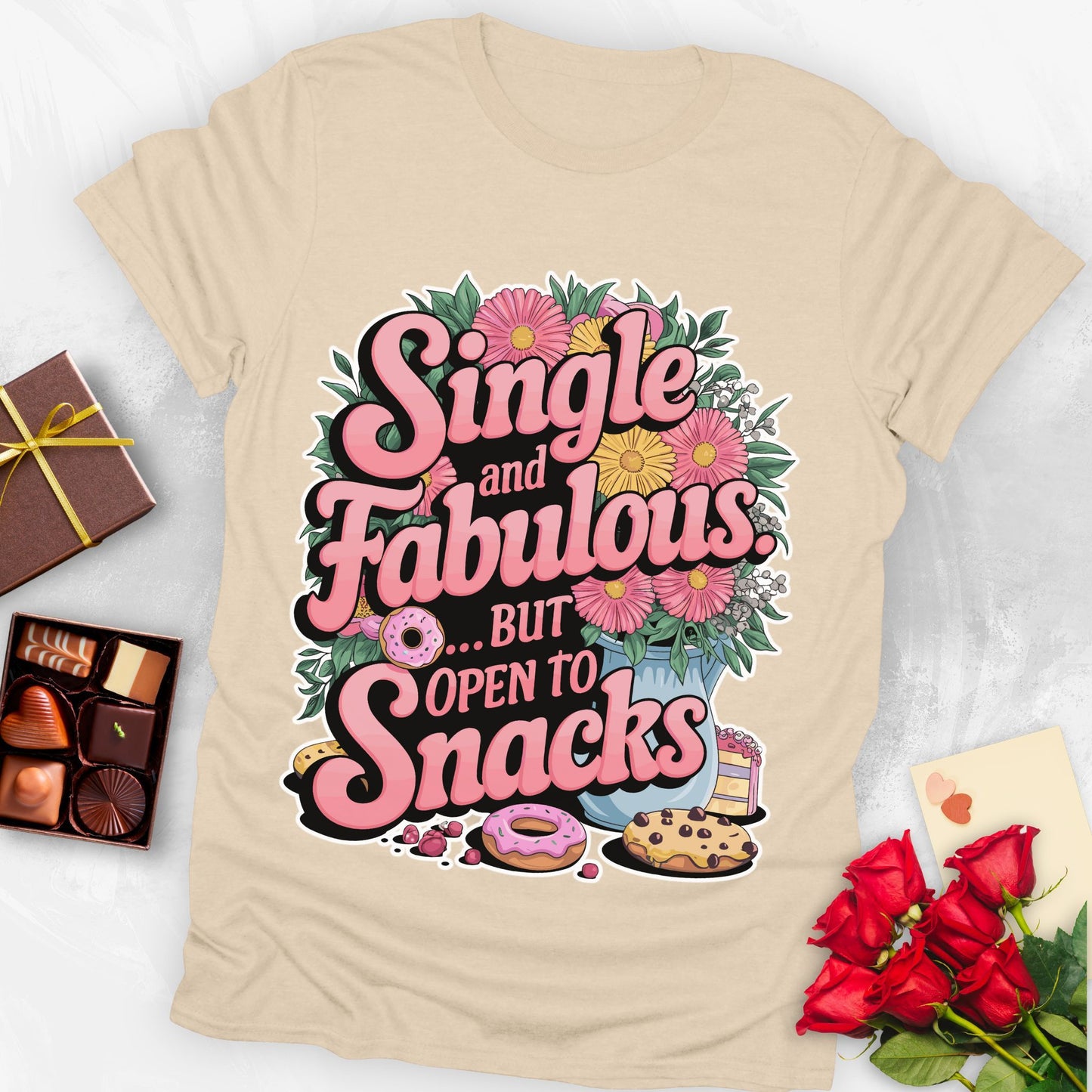 Single and Fabulous but open to snacks T-shirt