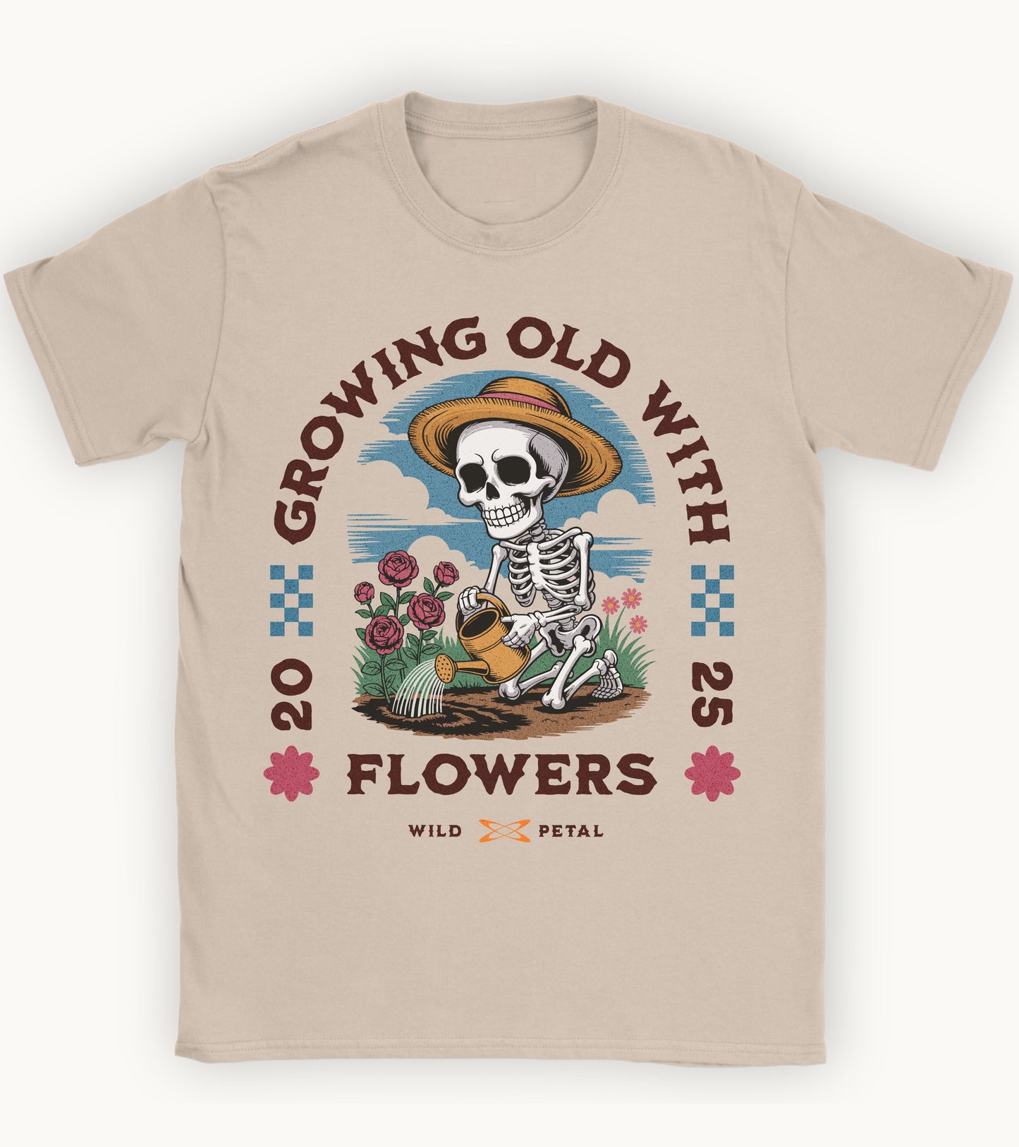 Growing old with flowers T-shirt.