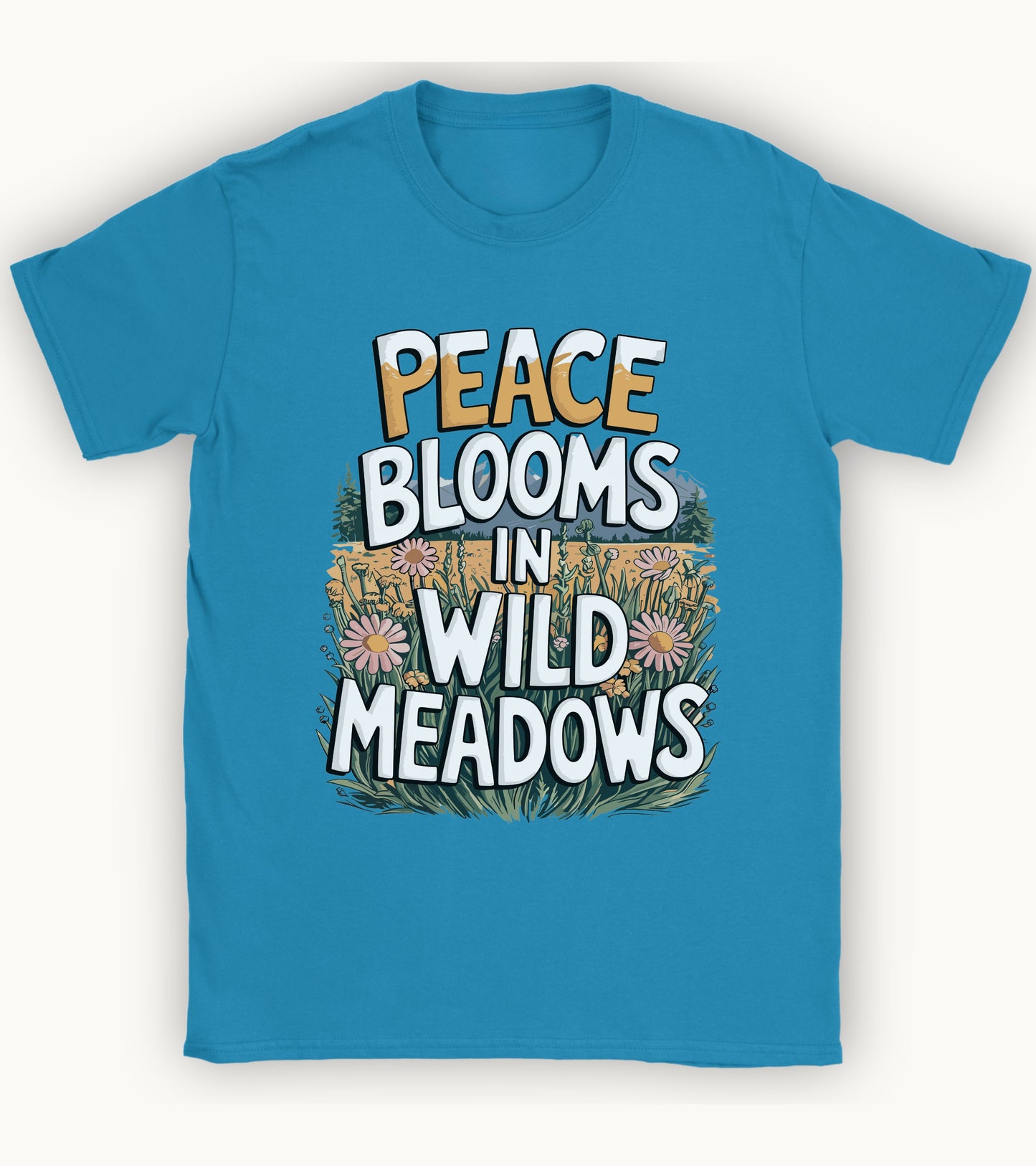 Peace blooms in a wild meadows t-shirt.