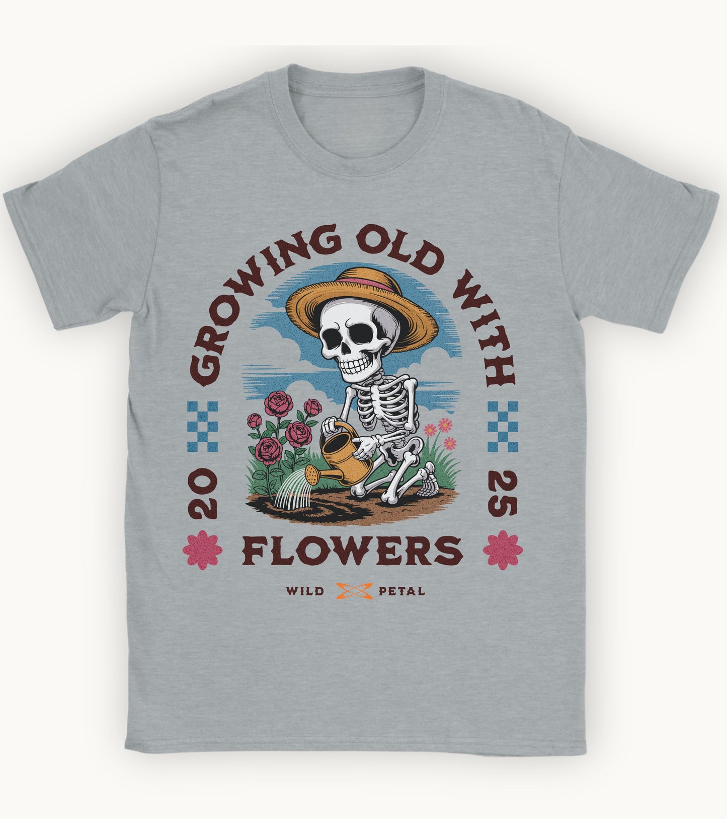Growing old with flowers T-shirt.