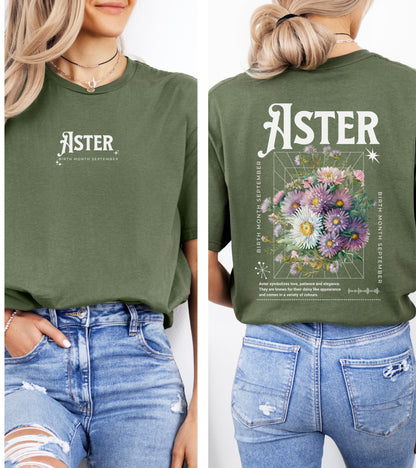 Aster, birth month september flower T-shirt