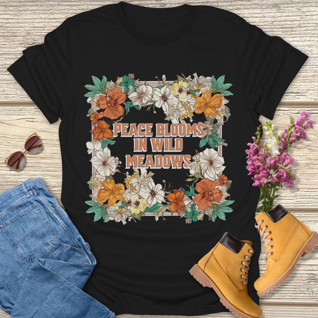Peace blooms in wild meadows T-shirt