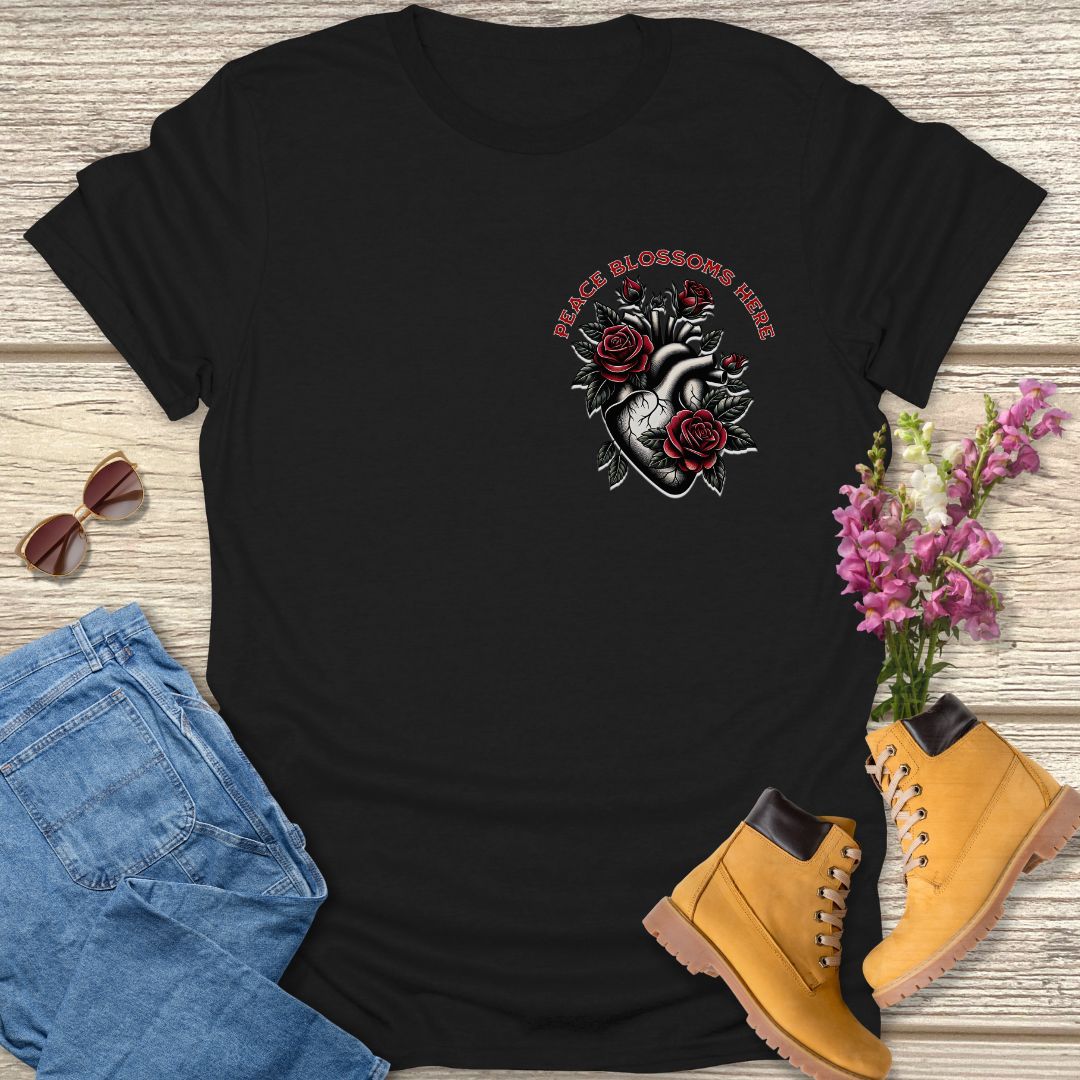 Peace blossoms here T-shirt